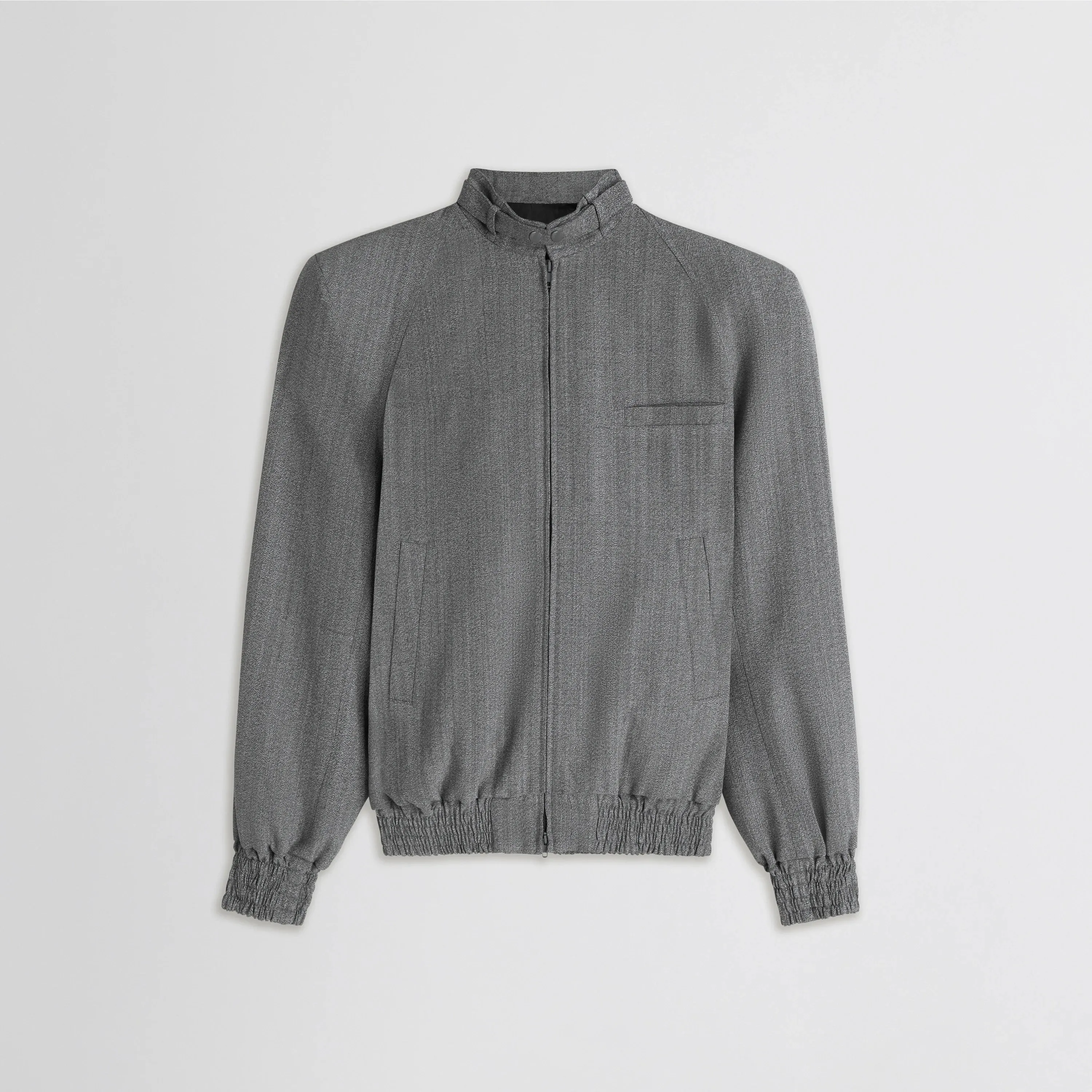 SHARP SHOULDER BOMBER | mist silk viscose