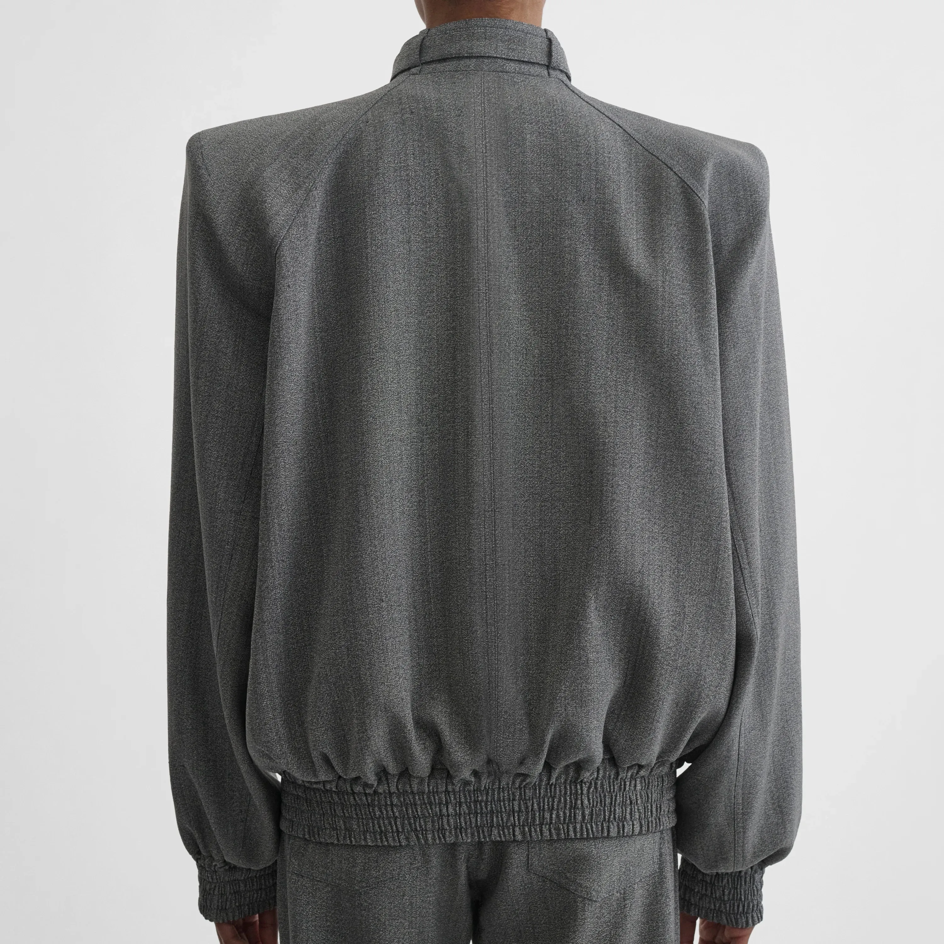 SHARP SHOULDER BOMBER | mist silk viscose