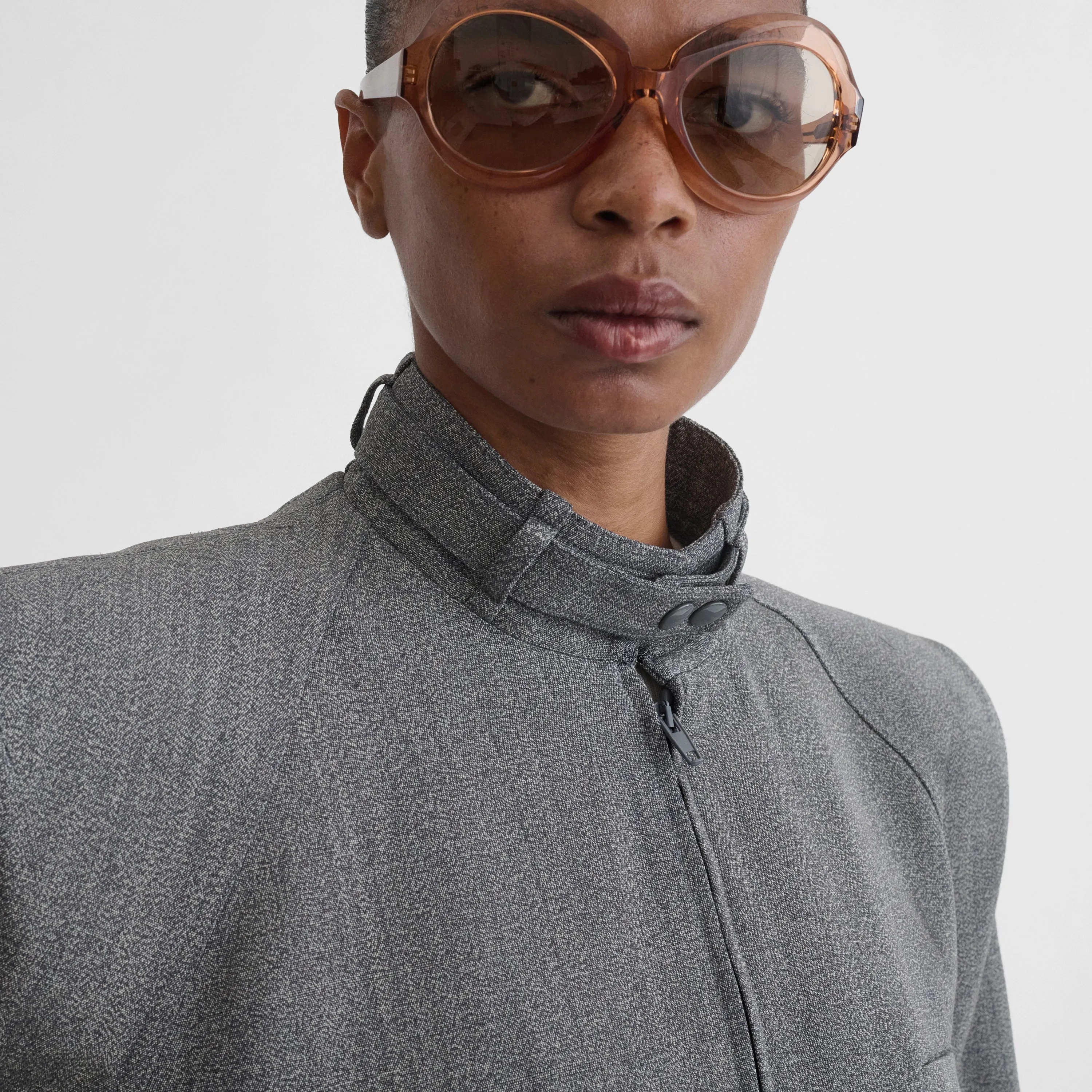 SHARP SHOULDER BOMBER | mist silk viscose
