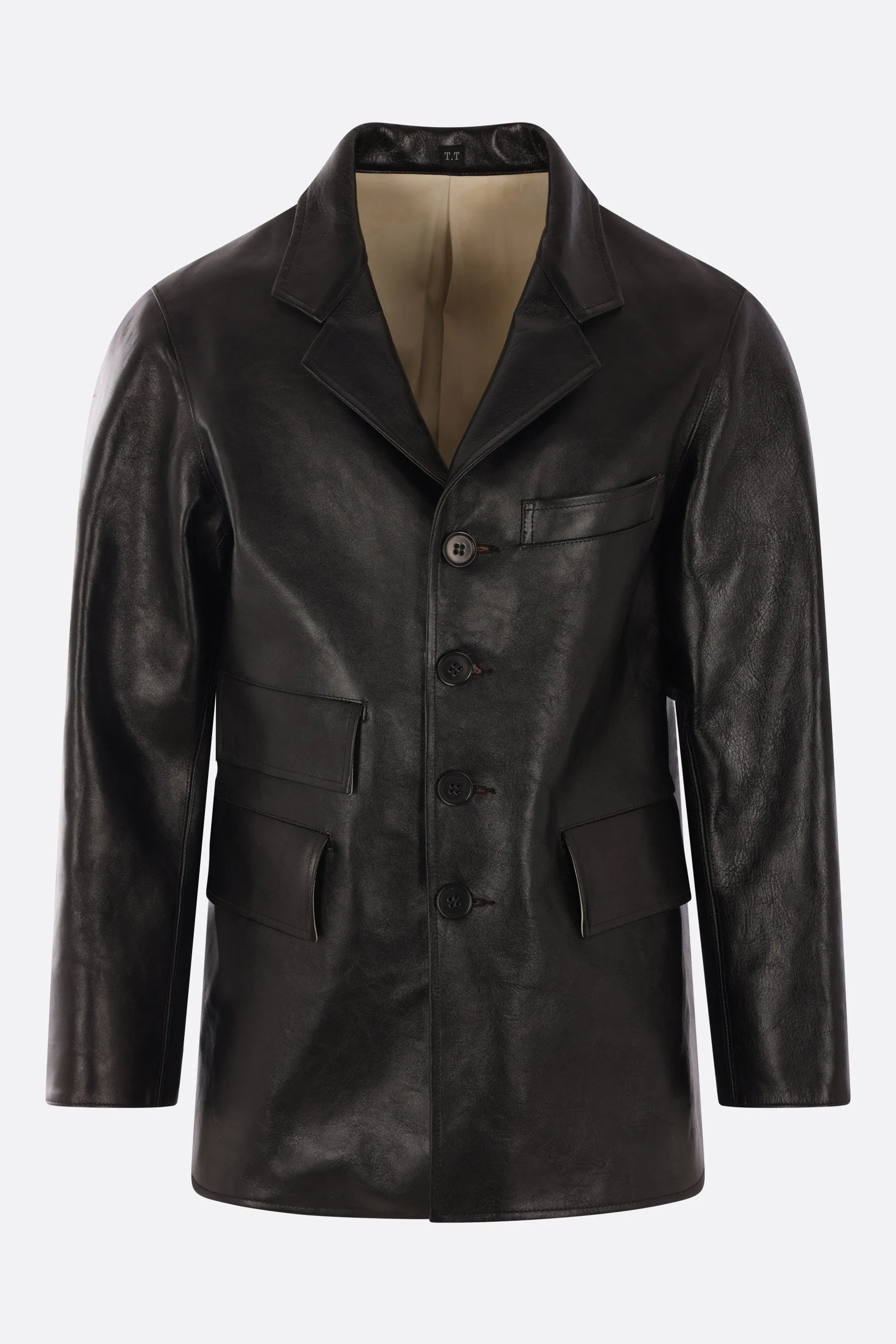 single-breasted jacket in leather
