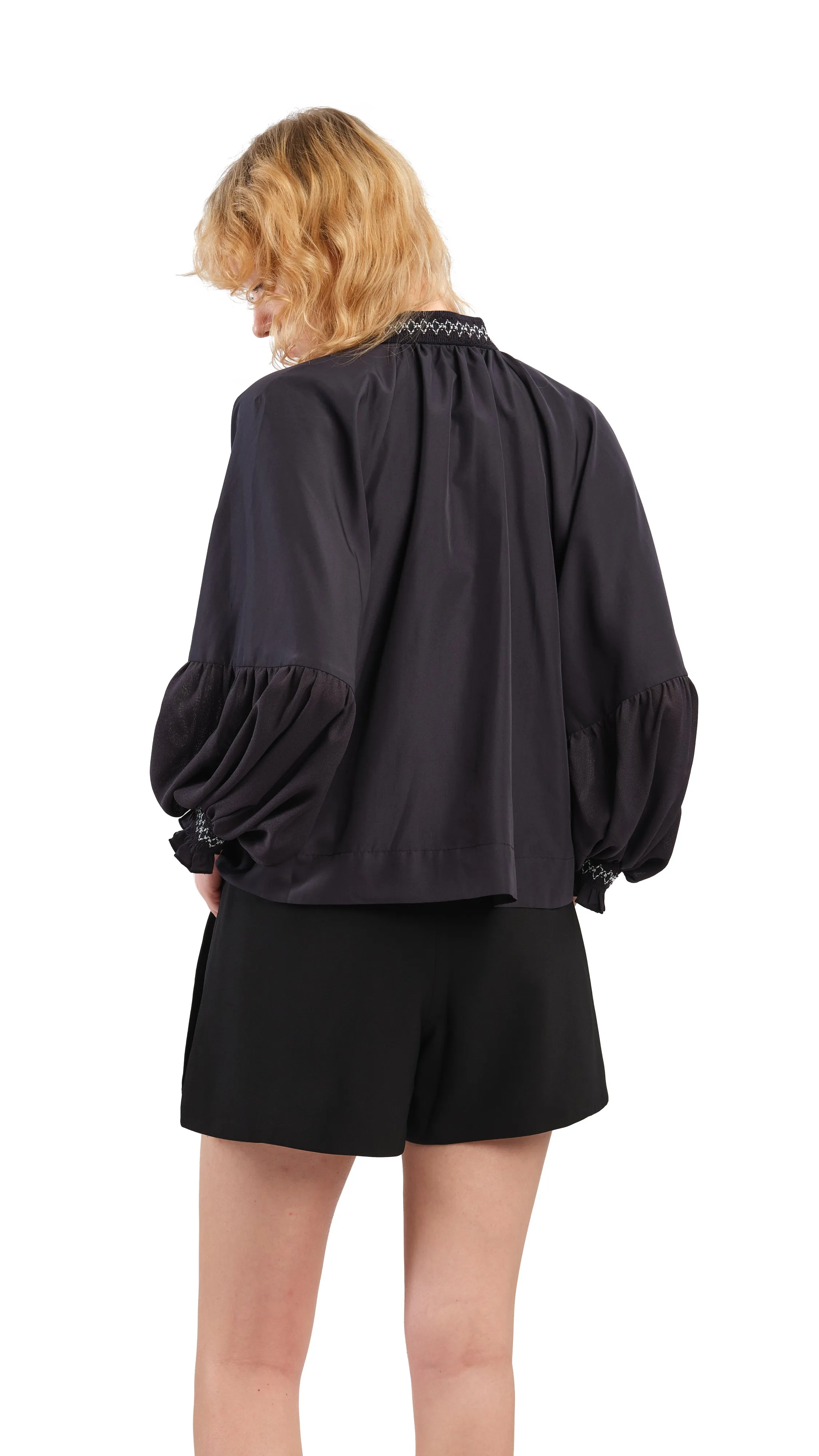 Smocking Balloon Sleeves Jacket