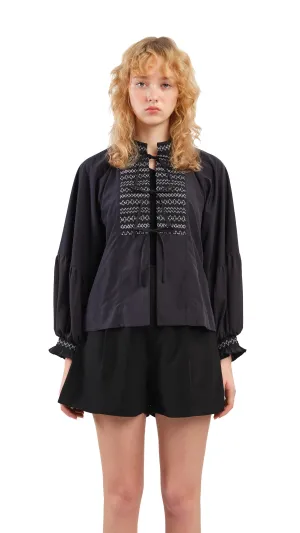 Smocking Balloon Sleeves Jacket