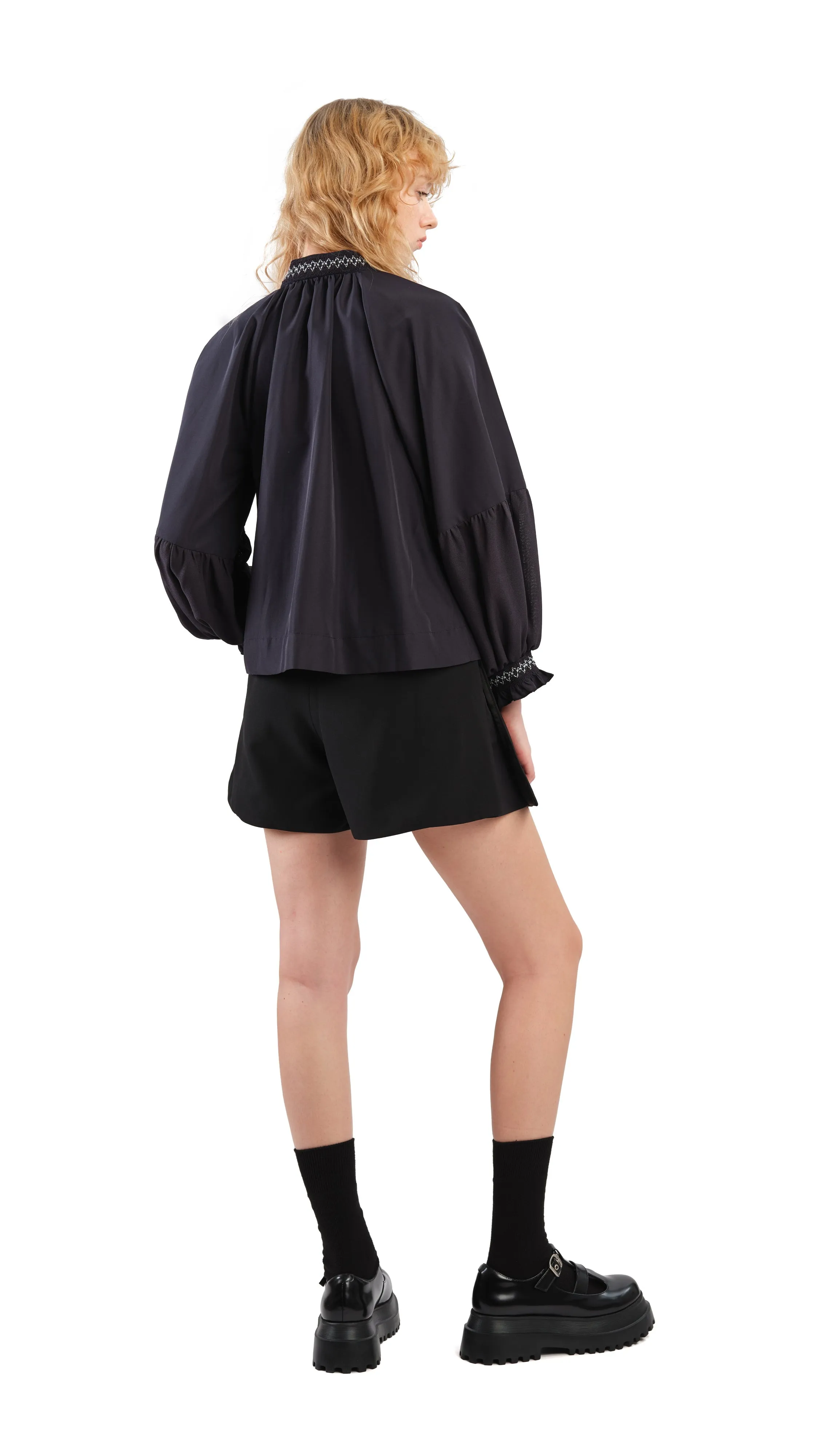 Smocking Balloon Sleeves Jacket