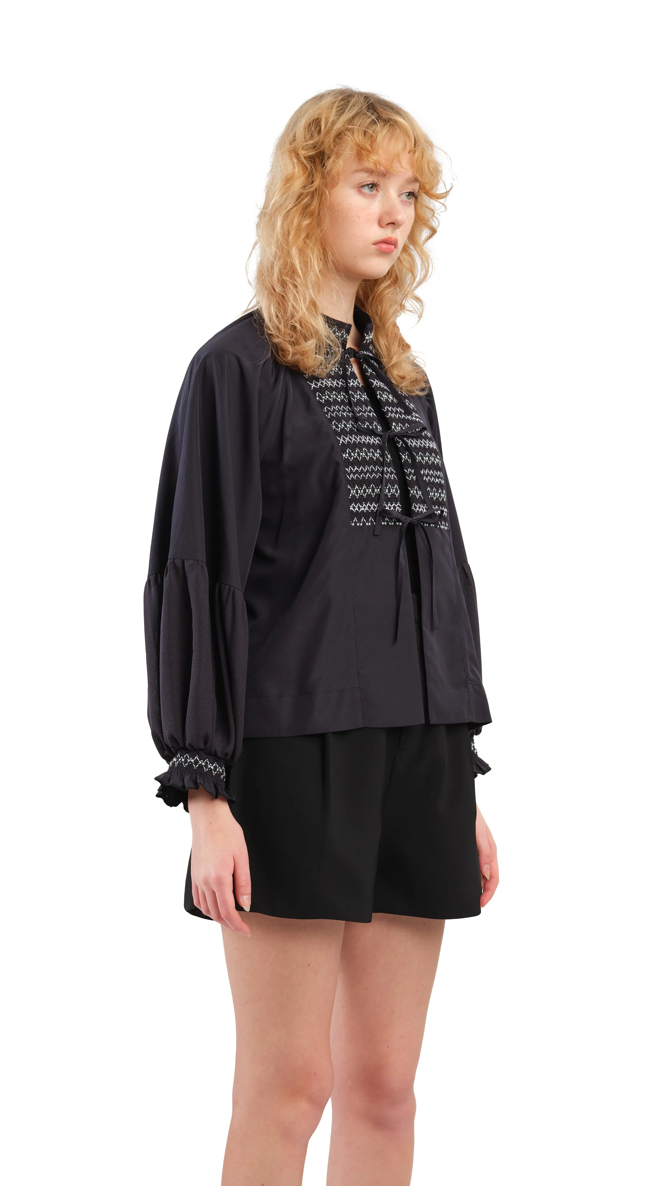 Smocking Balloon Sleeves Jacket