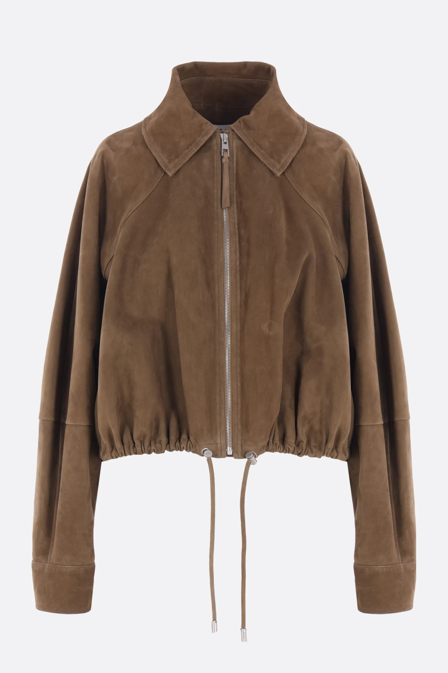 suede balloon bomber jacket
