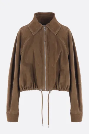 suede balloon bomber jacket