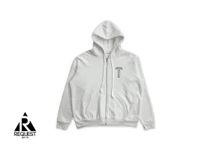 T-Logo Script Letters Zip Up Hoodie White