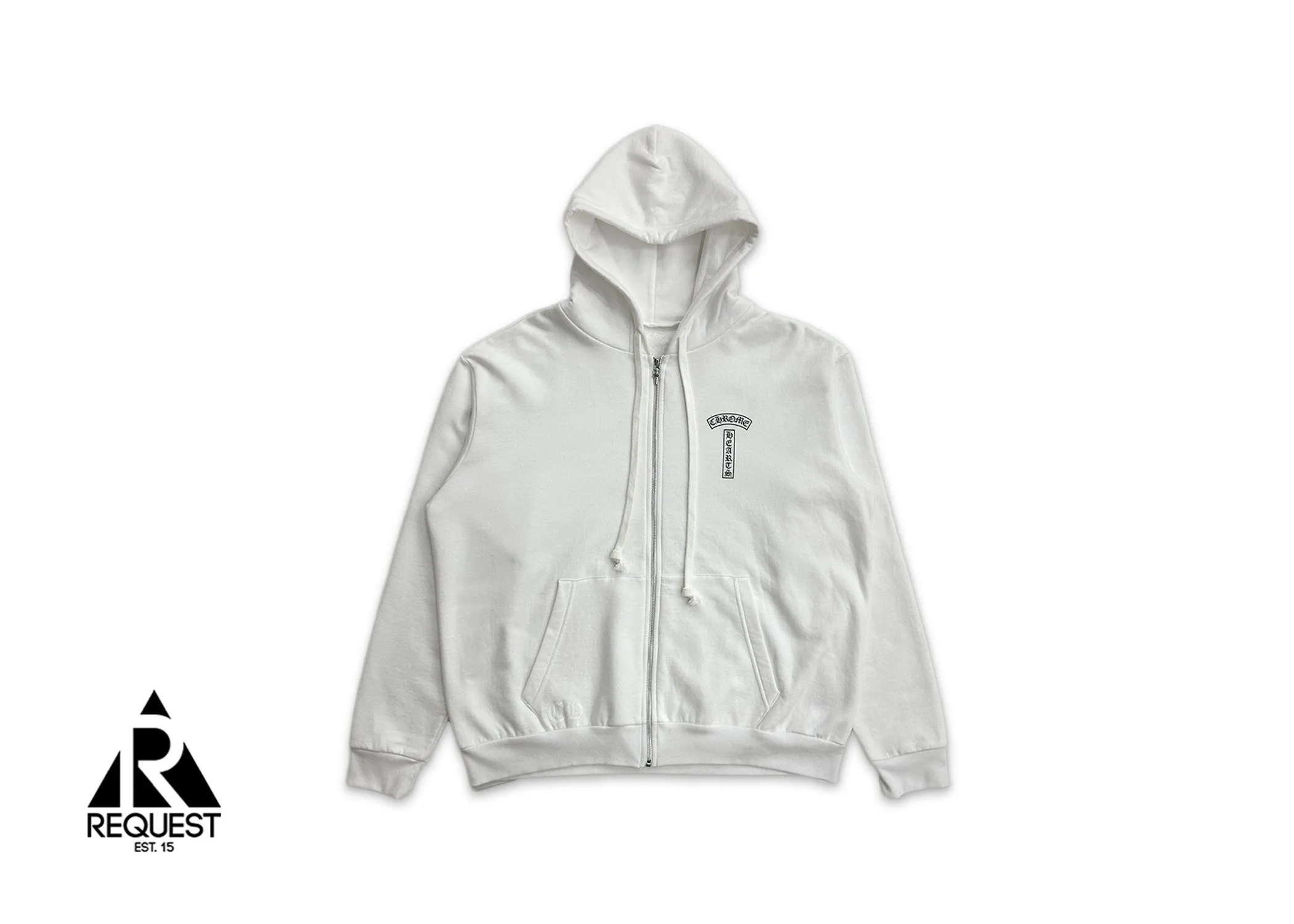 T-Logo Script Letters Zip Up Hoodie White