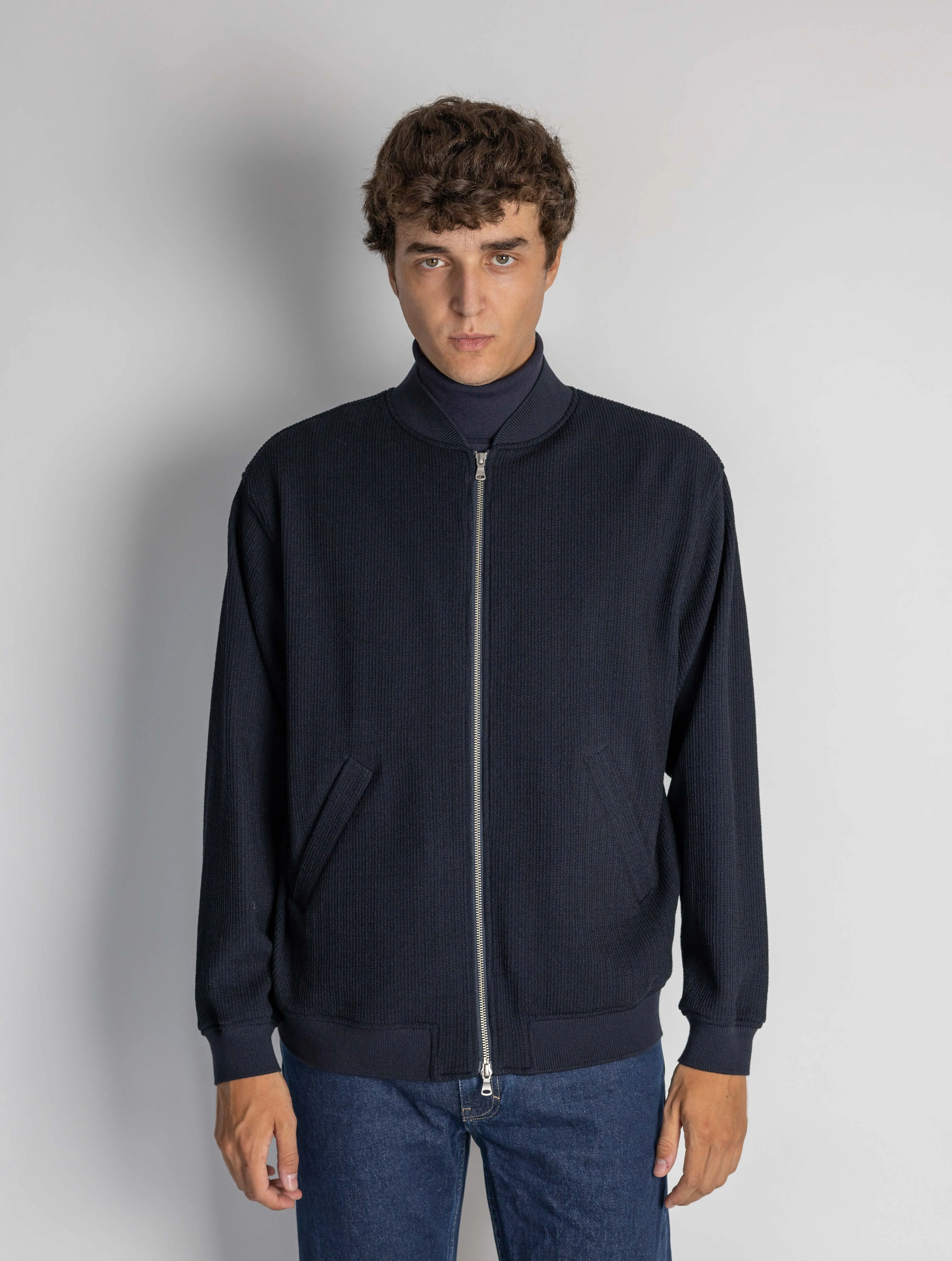 Tofolo Blue Woven Knit Bomber