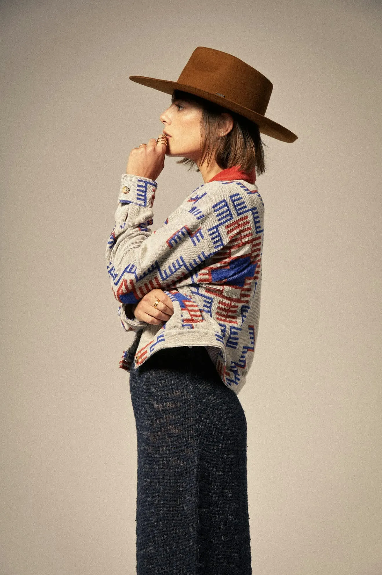 Trail Terry Cloth Trucker Jacket - Electronic Indigo Pattern