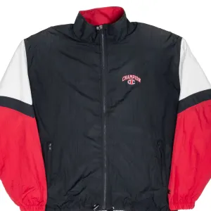VINTAGE CHAMPION BLACK & RED WINDBREAKER JACKET 1990S XL