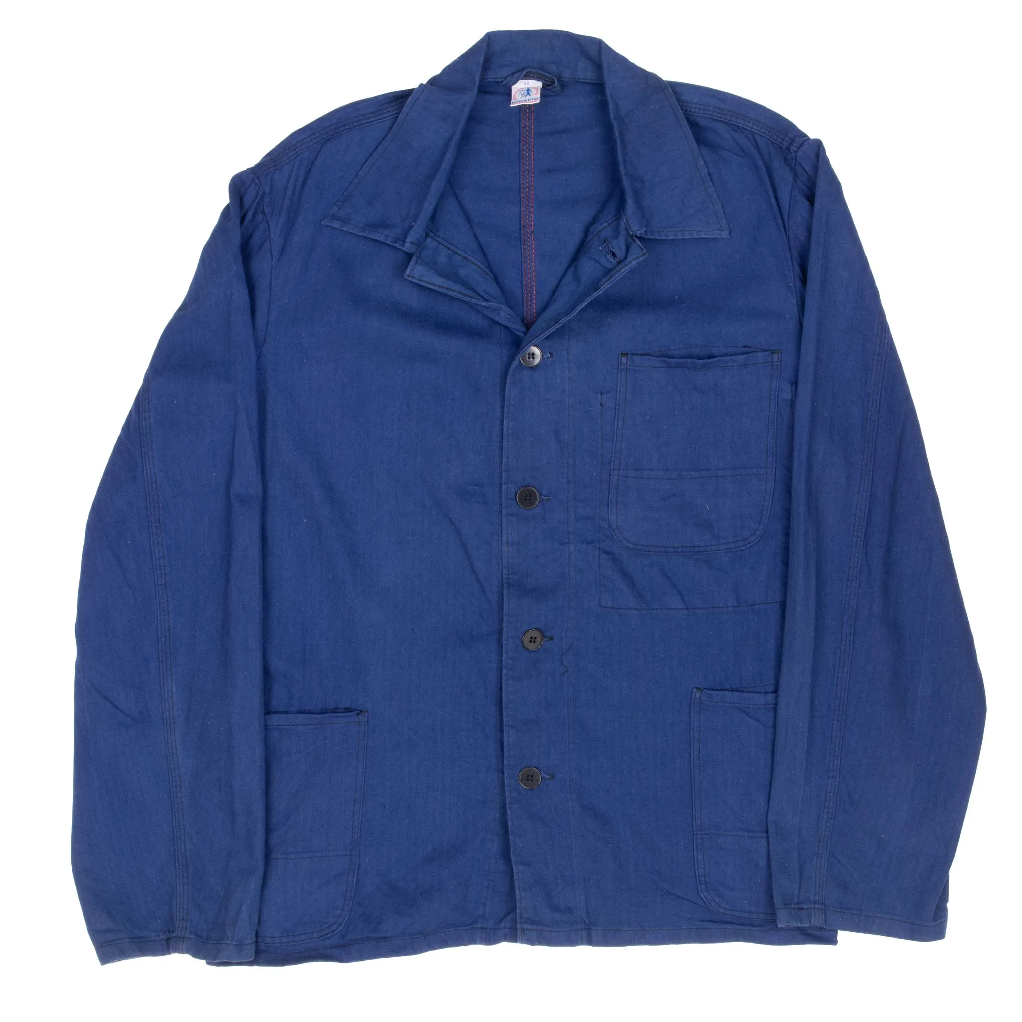 VINTAGE FRENCH WORKWEAR TWILL HERRINGBONE BUCKING DREINAHT JACKET 1960S MEDIUM