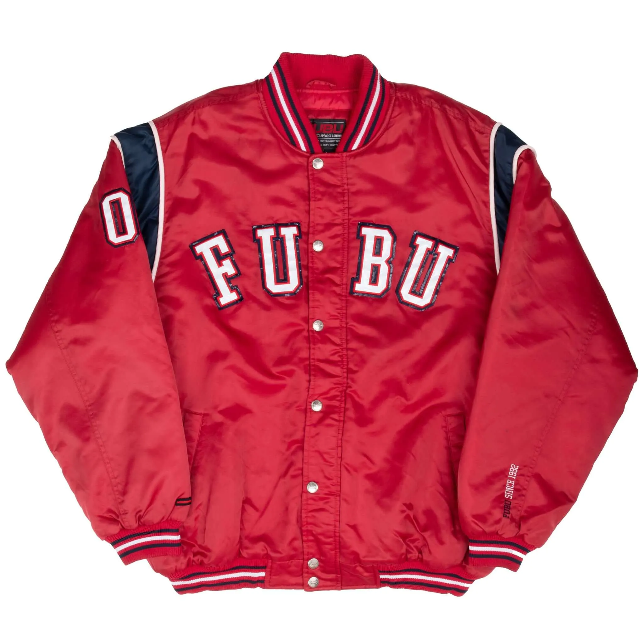 VINTAGE FUBU RED SATIN BOMBER JACKET 2000S XL