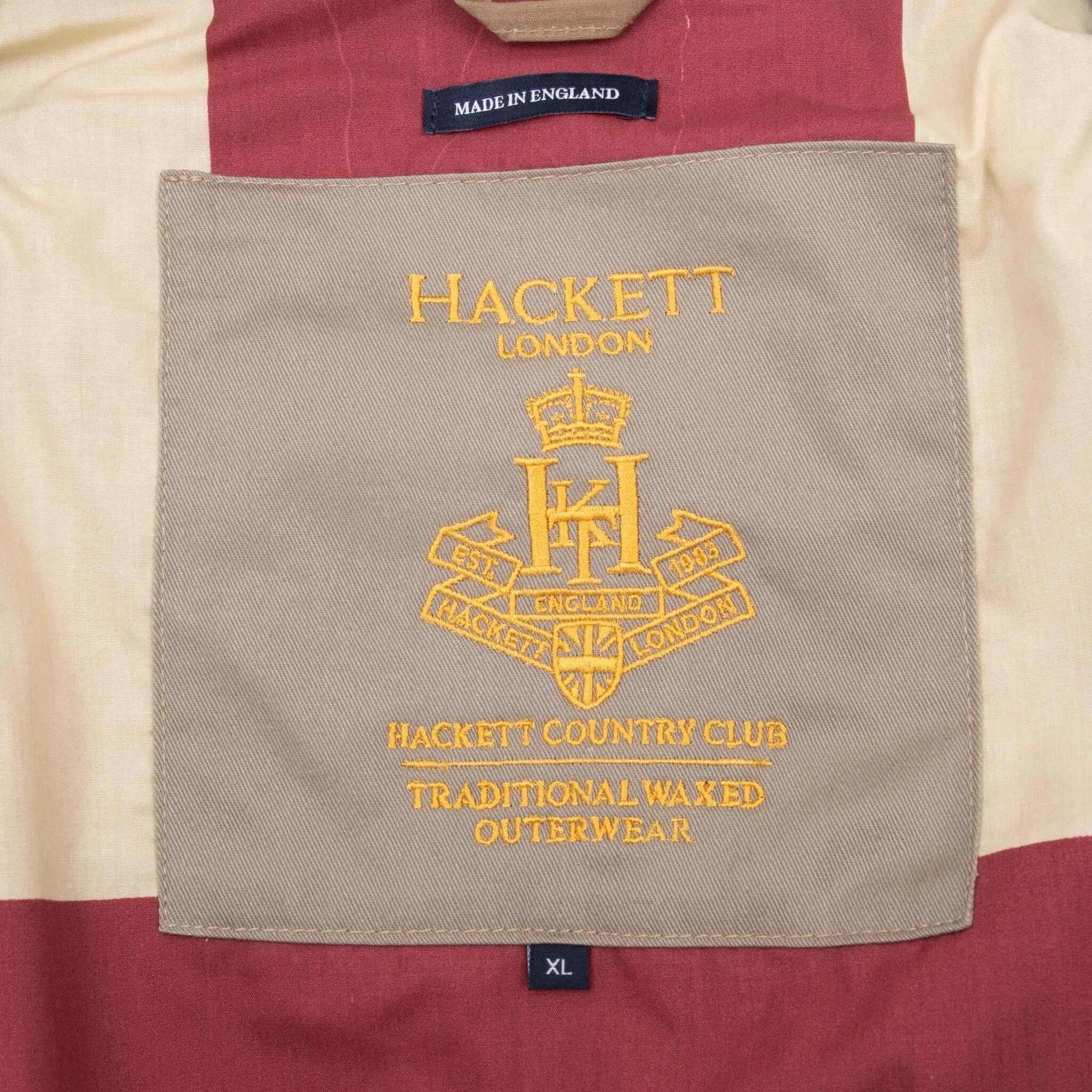 VINTAGE HACKETT BEIGE WAX JACKET XL MADE IN ENGLAND