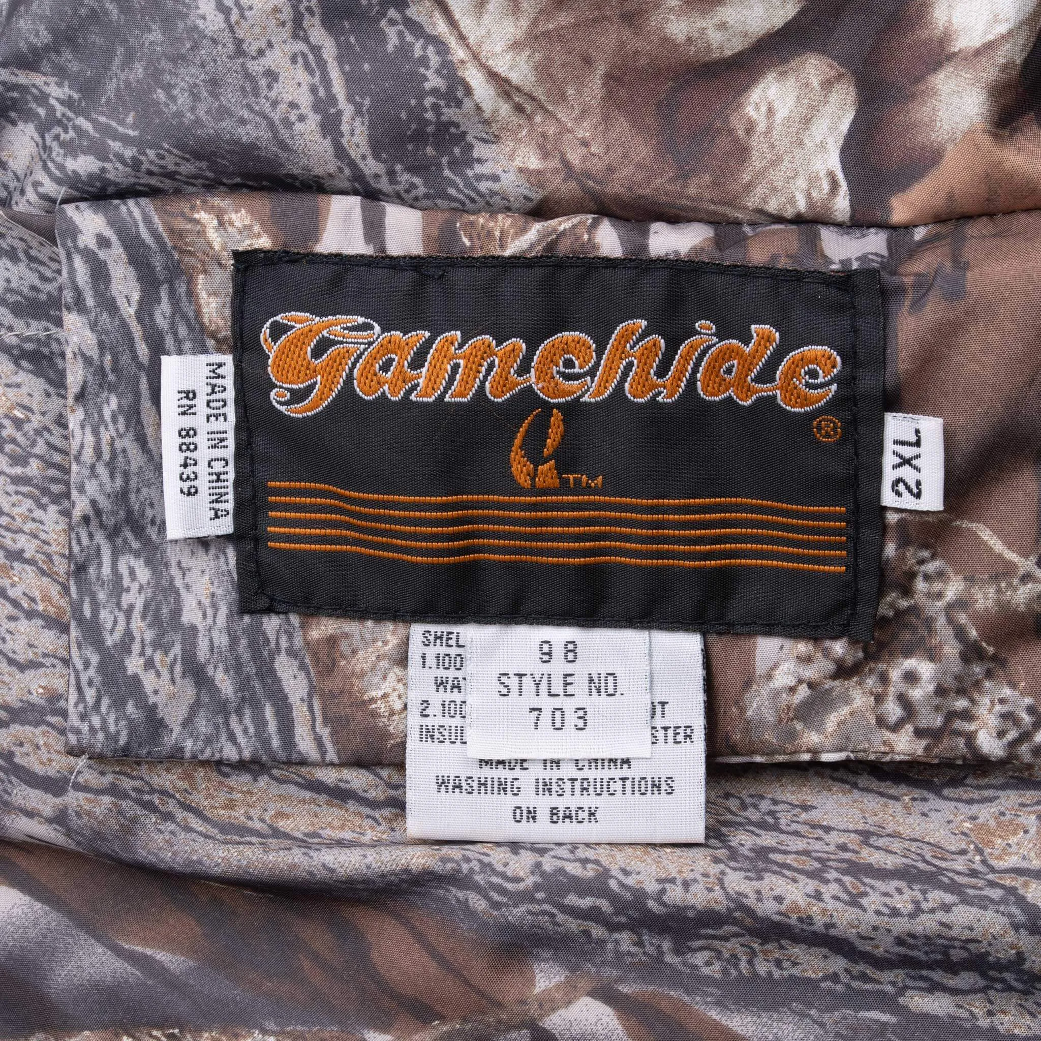 VINTAGE HUNTING CAMO MOSSY OAK GAMEHIDE REVERSIBLE BOMBER JACKET 2000S 2XL