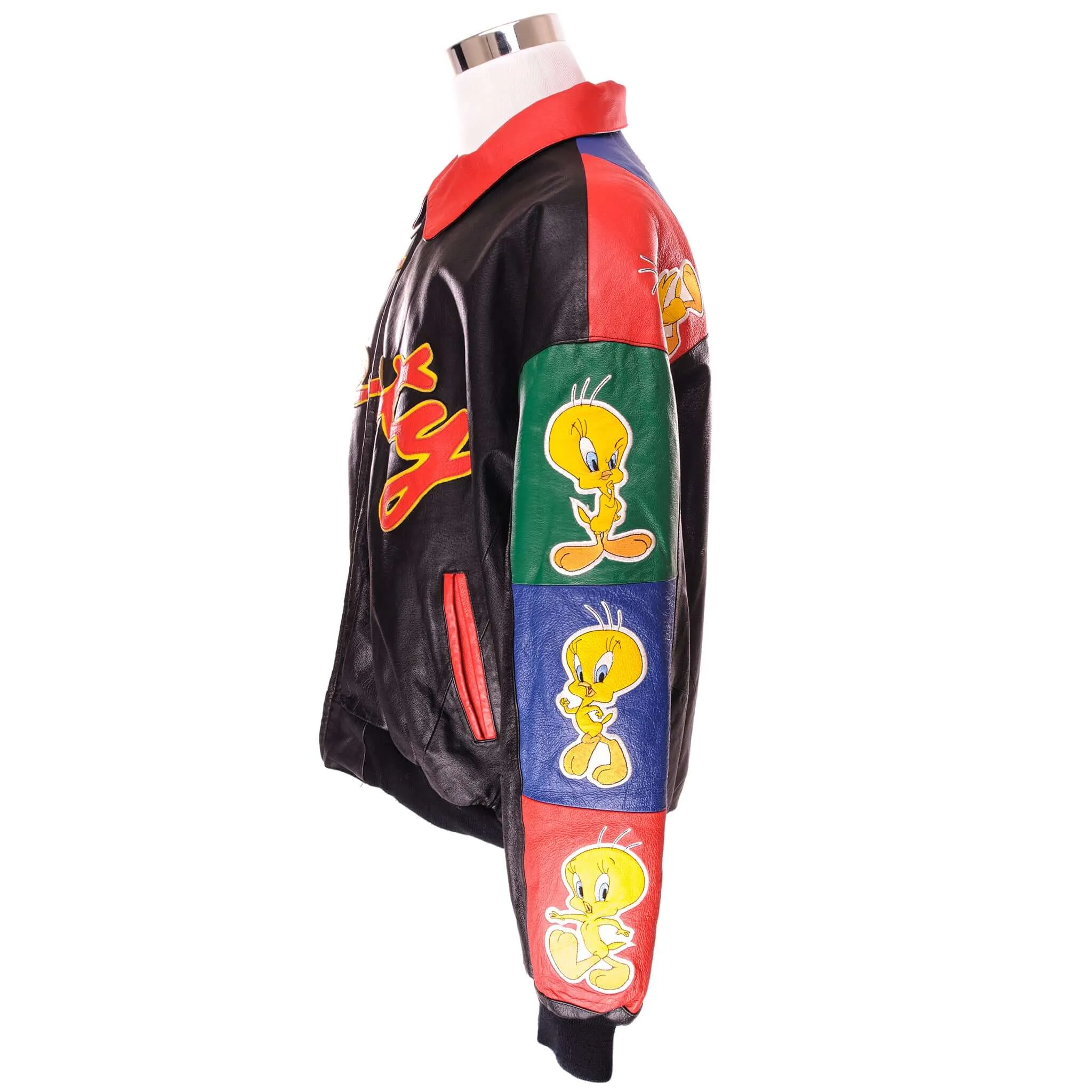 VINTAGE LOONEY TUNES TWEETY LEATHER JACKET 1999 SIZE 3XL