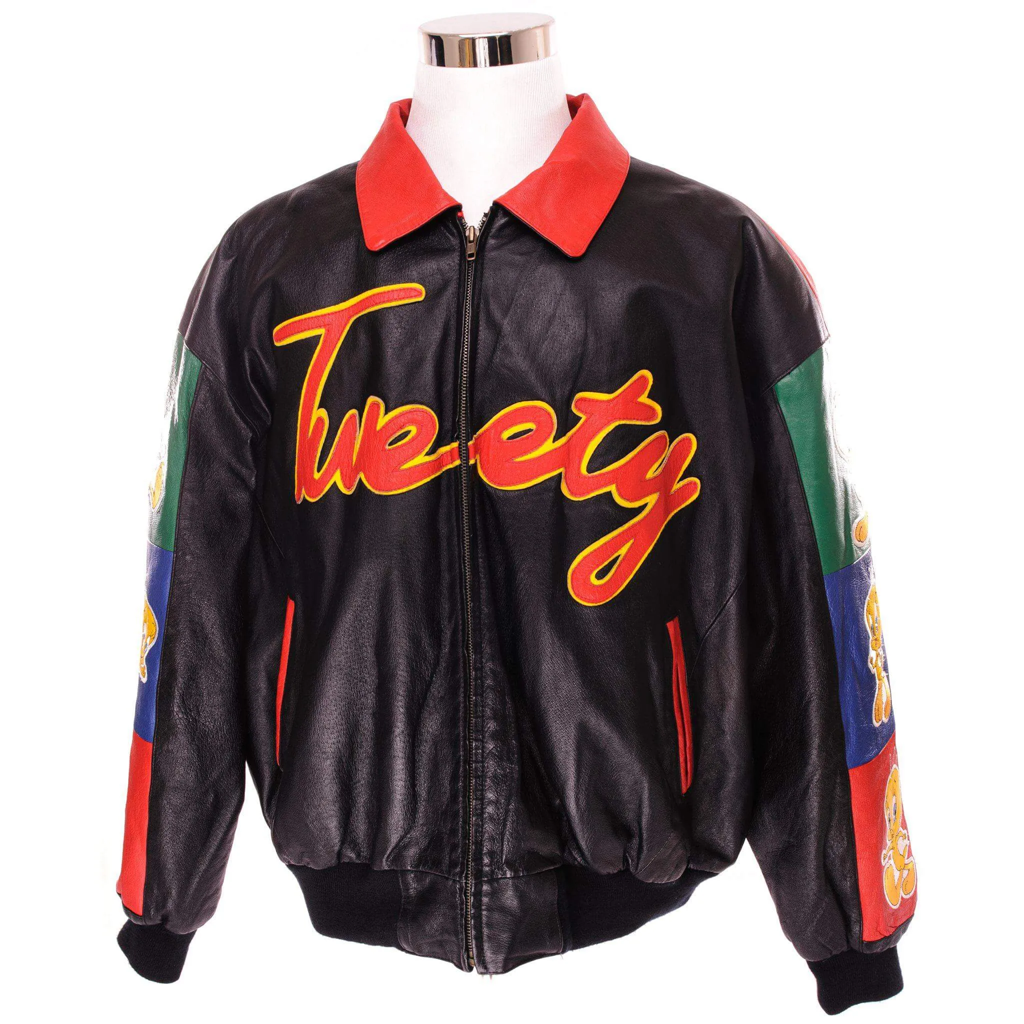 VINTAGE LOONEY TUNES TWEETY LEATHER JACKET 1999 SIZE 3XL