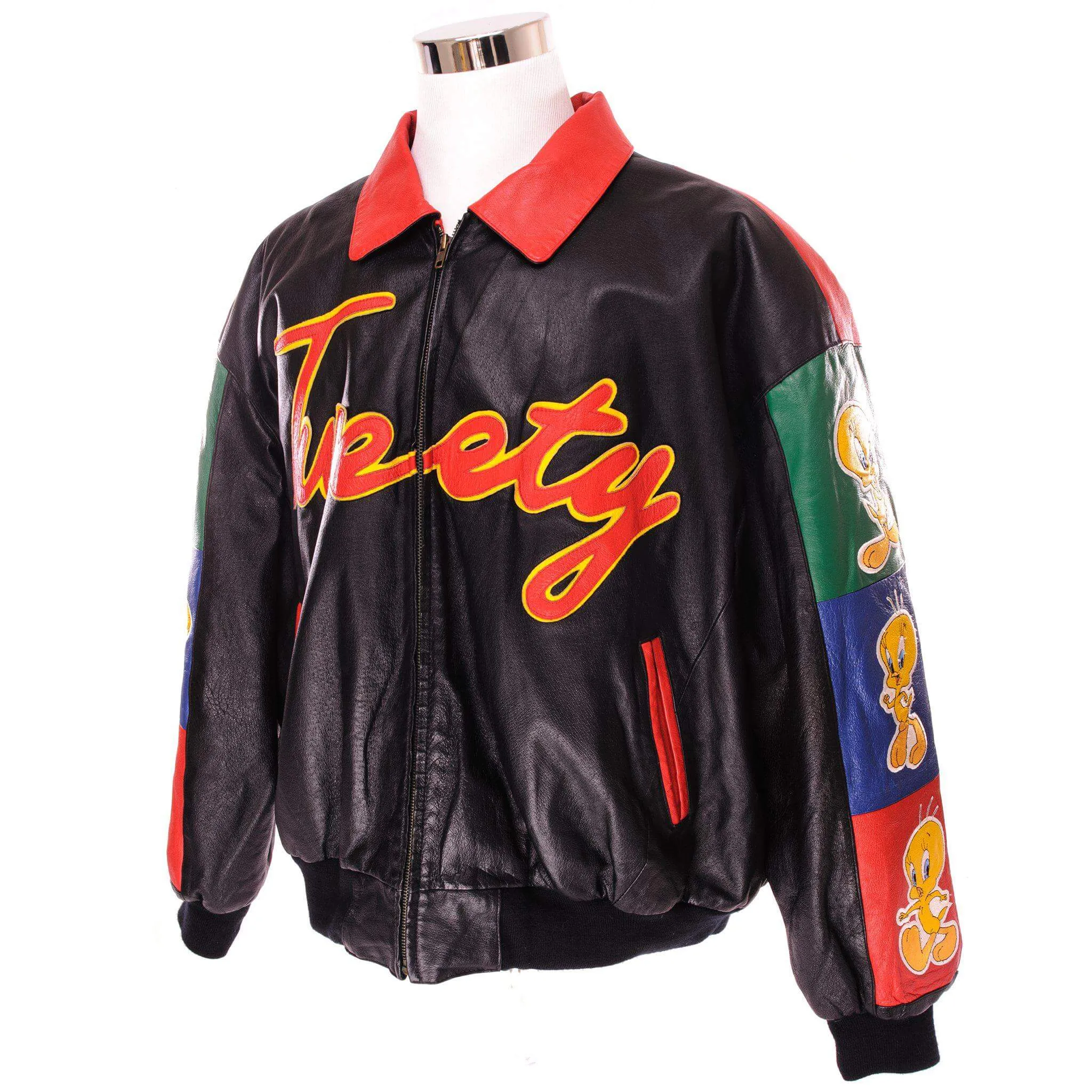 VINTAGE LOONEY TUNES TWEETY LEATHER JACKET 1999 SIZE 3XL