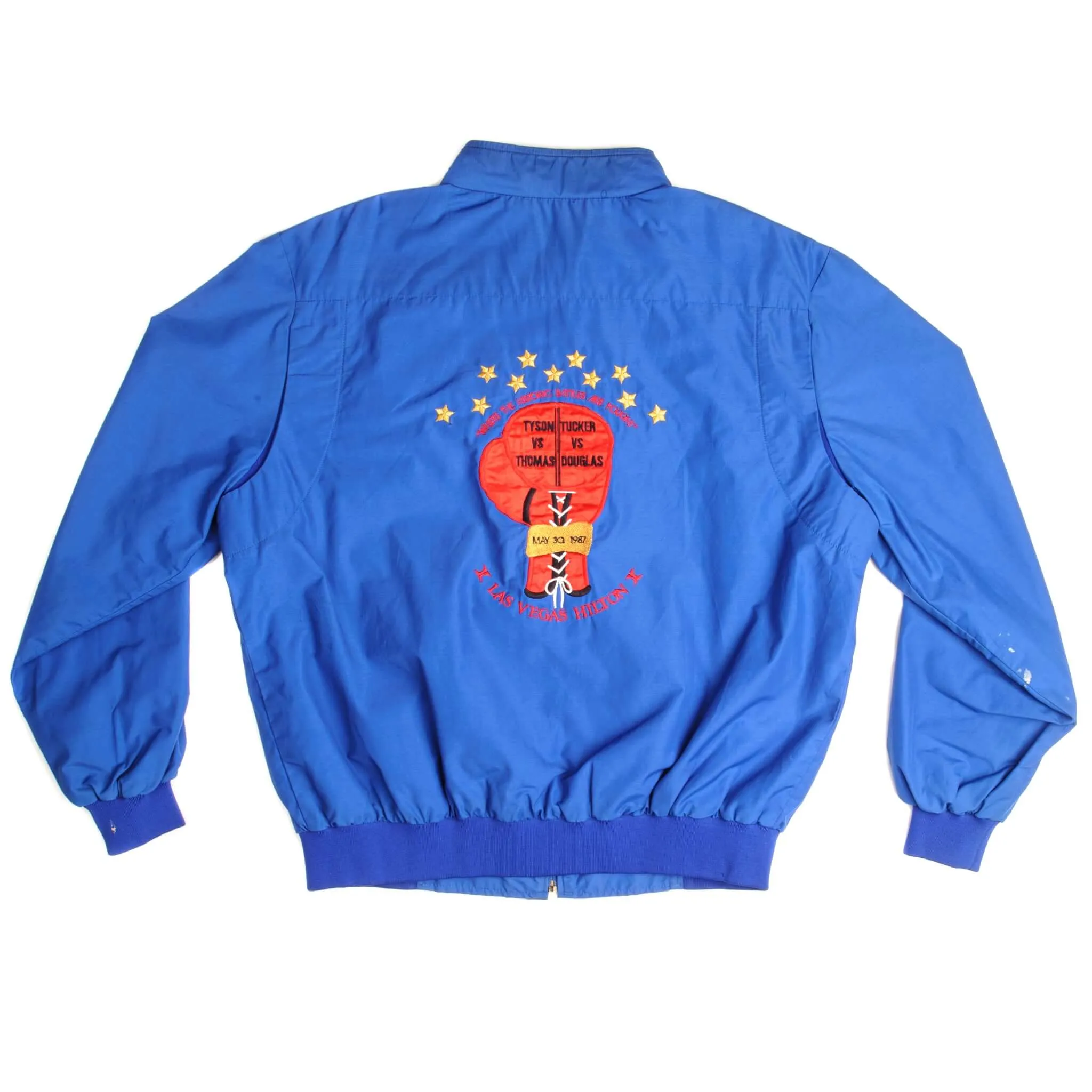 VINTAGE MIKE TYSON BOXING MATCH NYLON JACKET 1987 SIZE LARGE