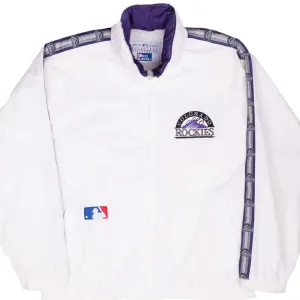 VINTAGE MLB COLORADO ROCKIES WHITE WINDBREAKER JACKET 1990S MEDIUM