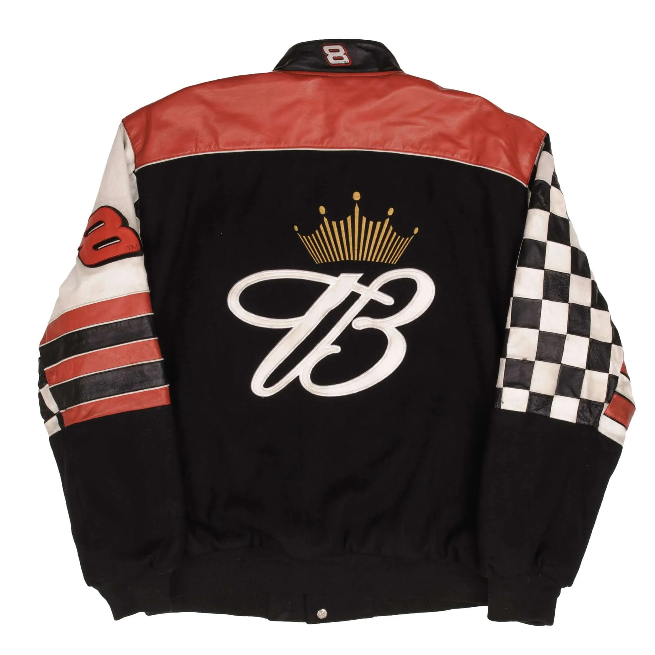 VINTAGE NASCAR DALE EARNHARDT JR BUDWEISER REVERSIBLE LEATHER JACKET 1990S 2XLT