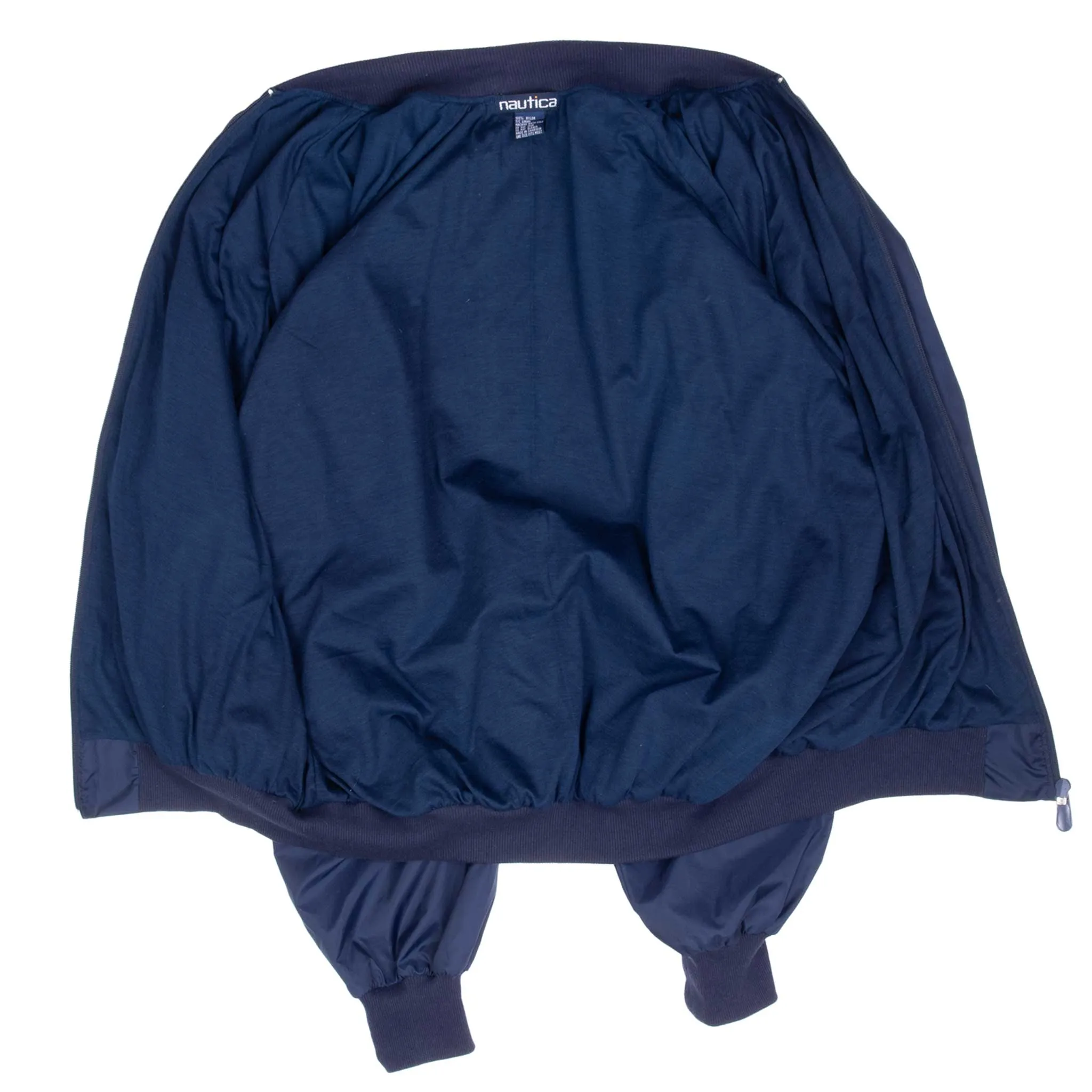 VINTAGE NAUTICA BLUE WINDBREAKER BOMBER JACKET 1990S LARGE