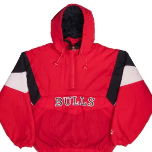 VINTAGE NBA CHICAGO BULLS 1990S HOODED HEAVY STARTER JACKET LARGE