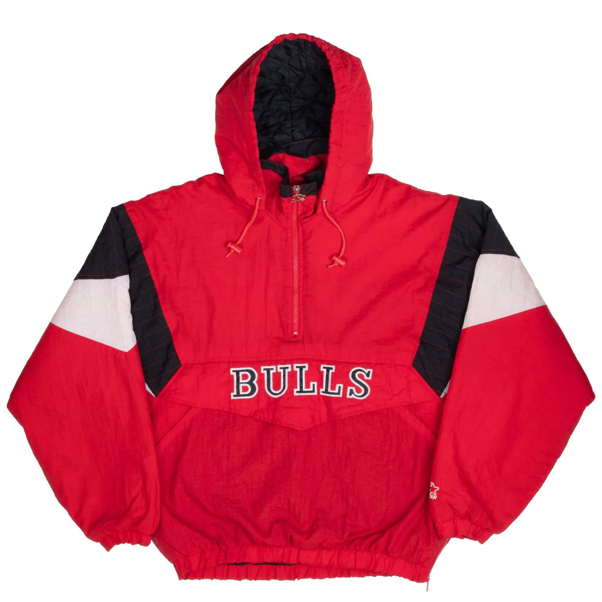 VINTAGE NBA CHICAGO BULLS 1990S HOODED HEAVY STARTER JACKET LARGE
