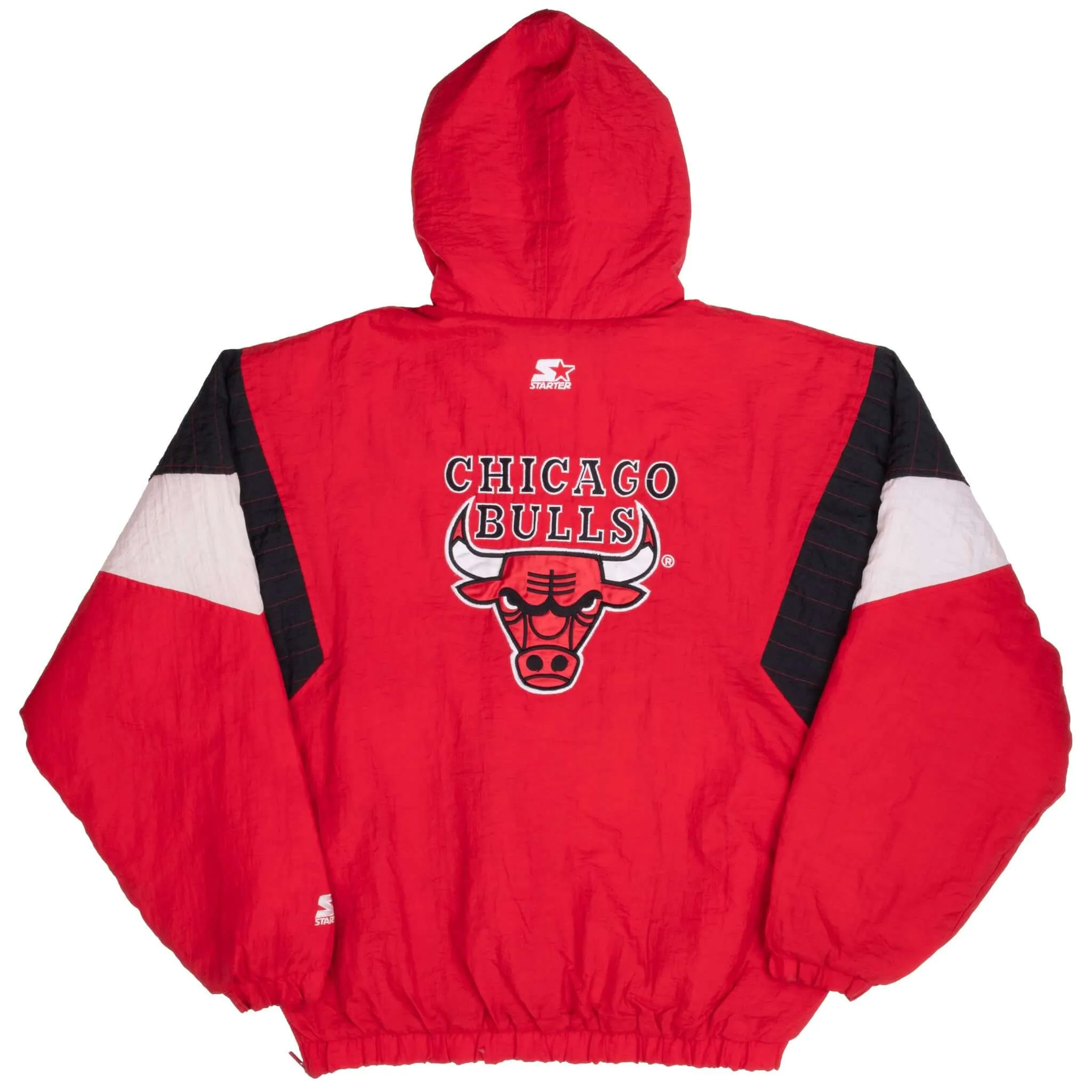 VINTAGE NBA CHICAGO BULLS 1990S HOODED HEAVY STARTER JACKET LARGE