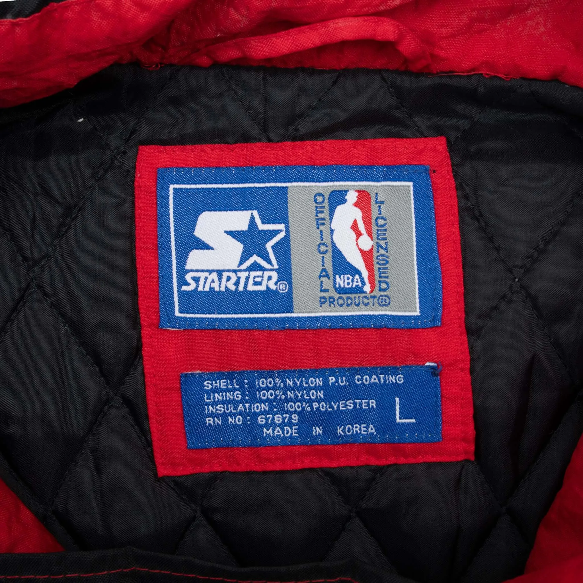 VINTAGE NBA CHICAGO BULLS 1990S HOODED HEAVY STARTER JACKET LARGE