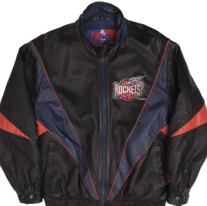 VINTAGE NBA HOUSTON ROCKETS PRO PLAYER LEATHER JACKET 1994 SIZE LARGE