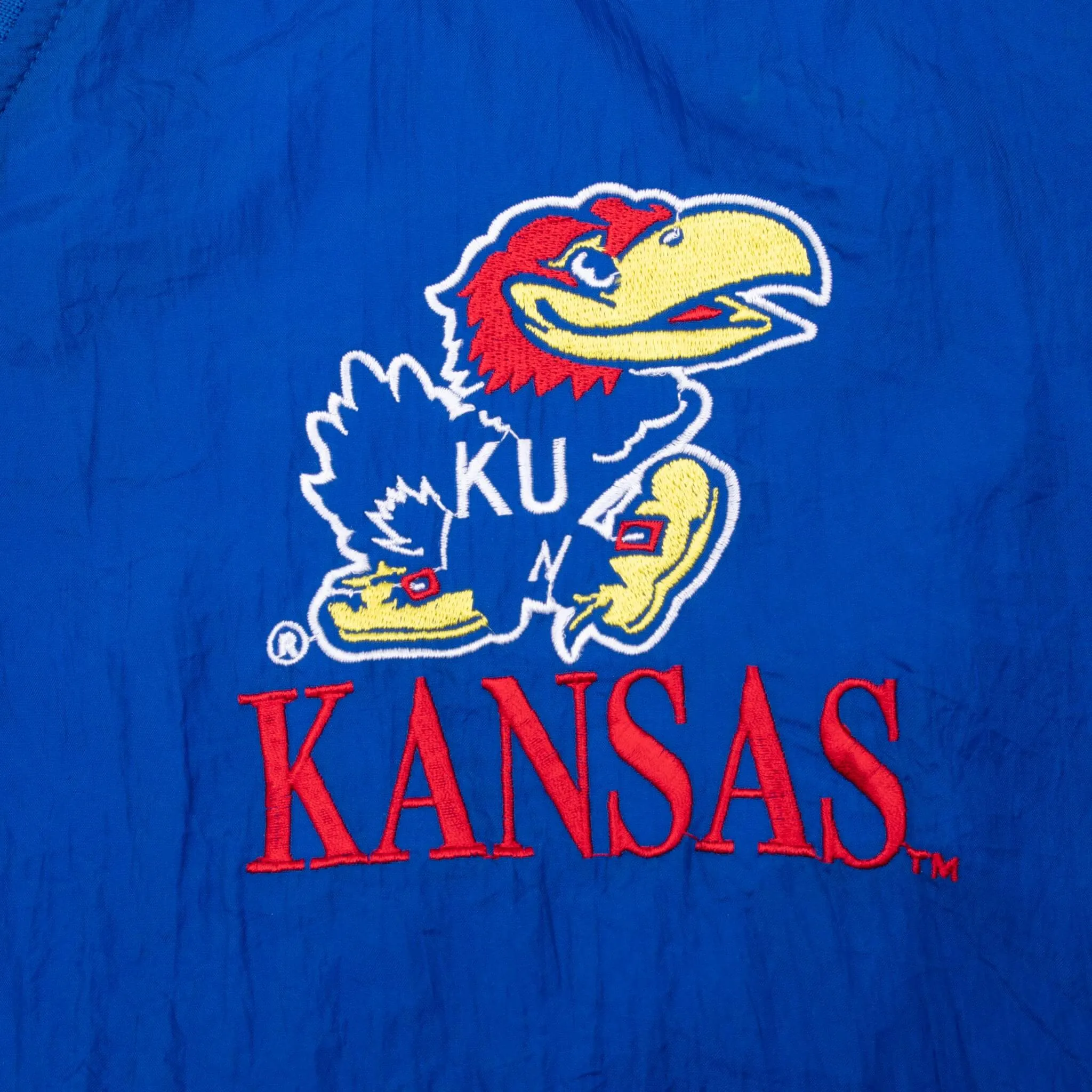 VINTAGE NCAA KANSAS UNIVERSITY PULLOVER WINDBREAKER JACKET 1990S LARGE