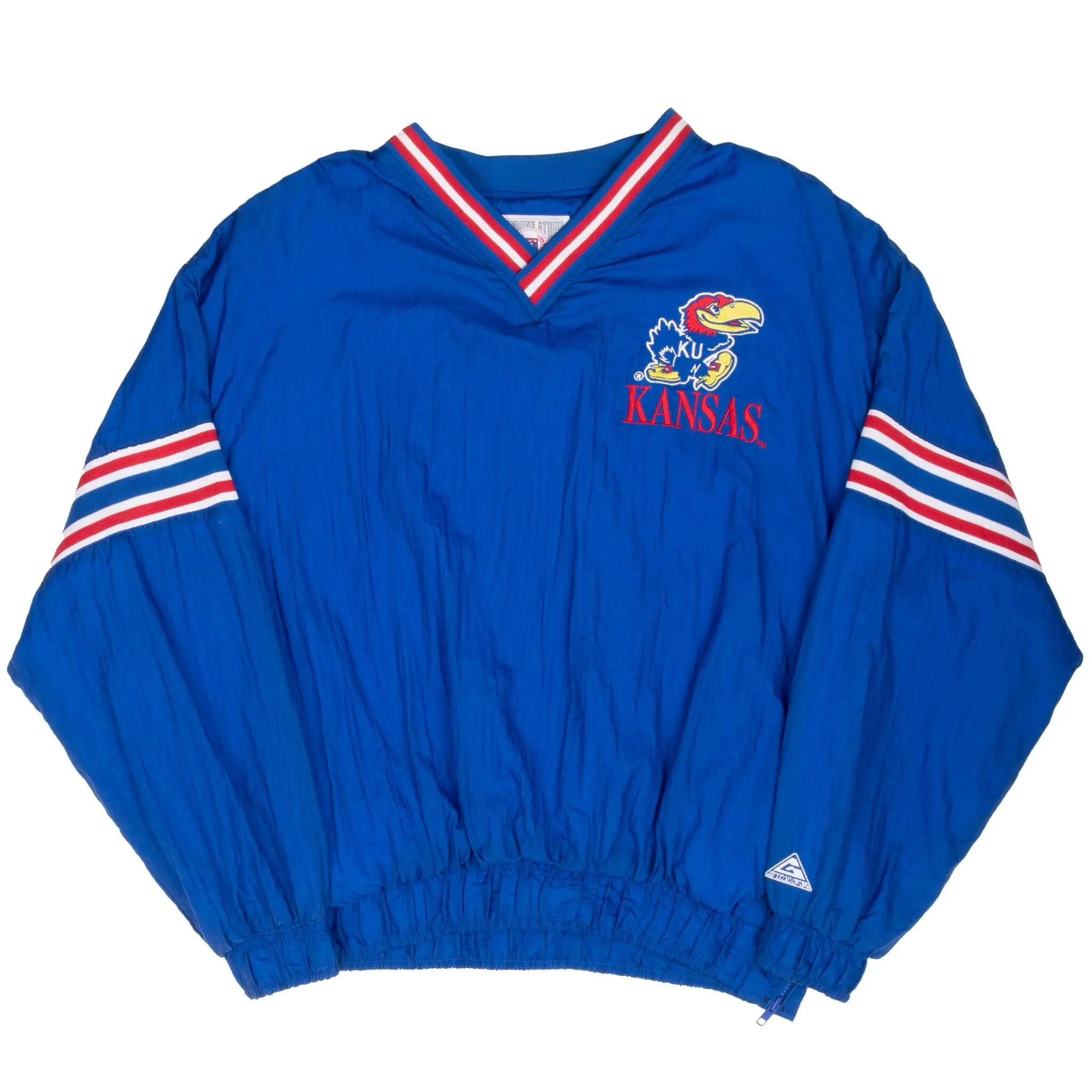 VINTAGE NCAA KANSAS UNIVERSITY PULLOVER WINDBREAKER JACKET 1990S LARGE