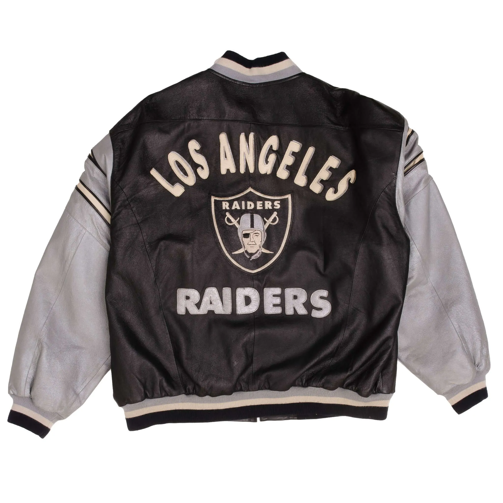VINTAGE NFL LOS ANGELES RAIDERS LEATHER JACKET 1990S SIZE 2XL