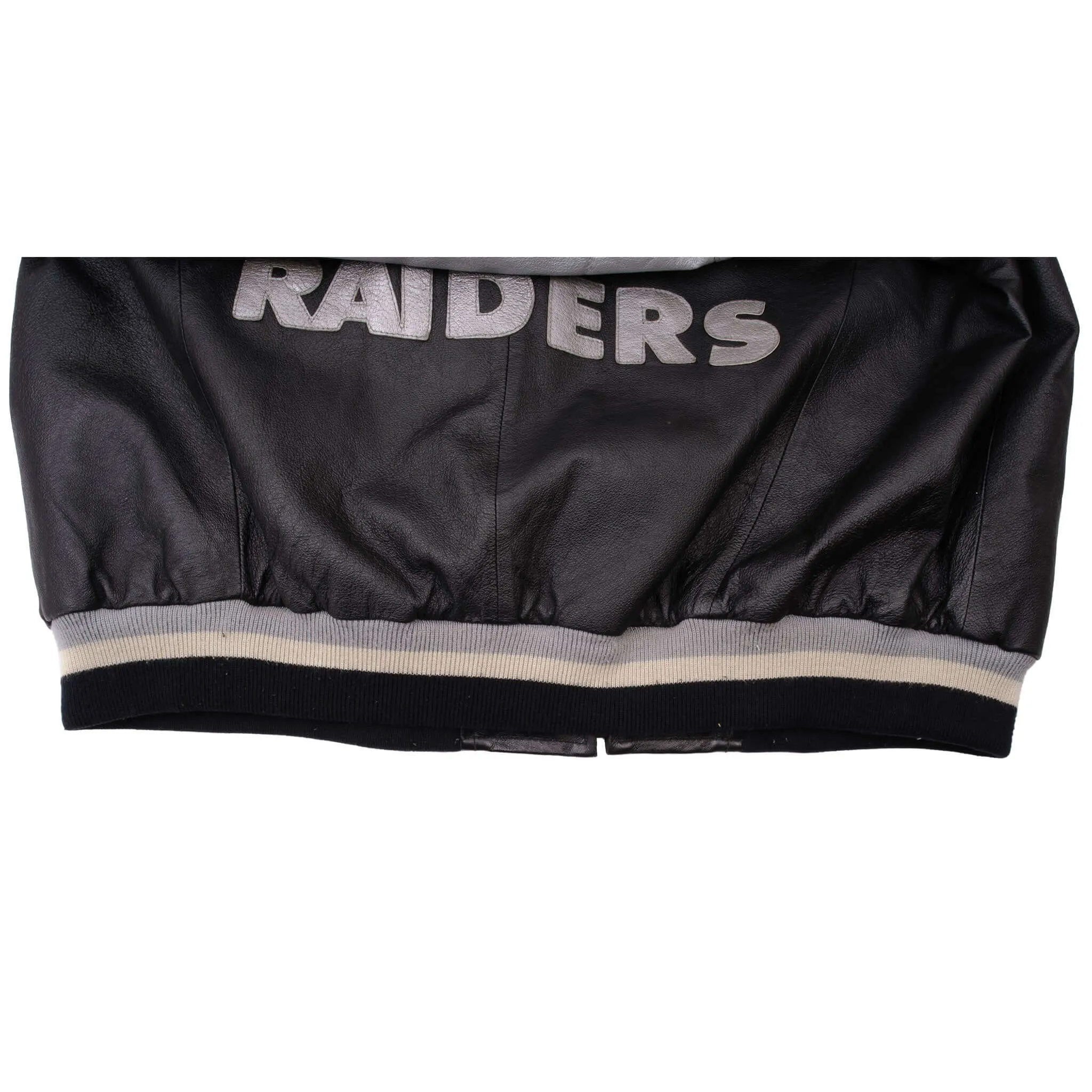 VINTAGE NFL LOS ANGELES RAIDERS LEATHER JACKET 1990S SIZE 2XL