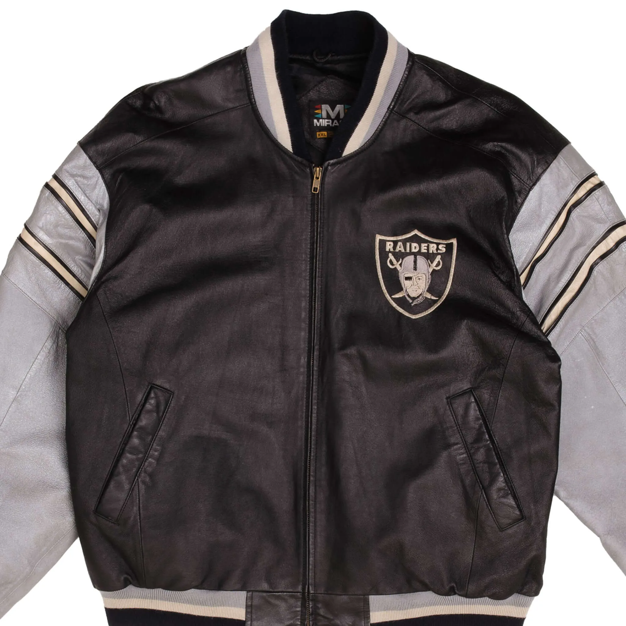 VINTAGE NFL LOS ANGELES RAIDERS LEATHER JACKET 1990S SIZE 2XL