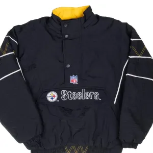 VINTAGE NFL PITTSBURGH STEELERS HEAVY PULLOVER STARTER JACKET 1990S MEDIUM