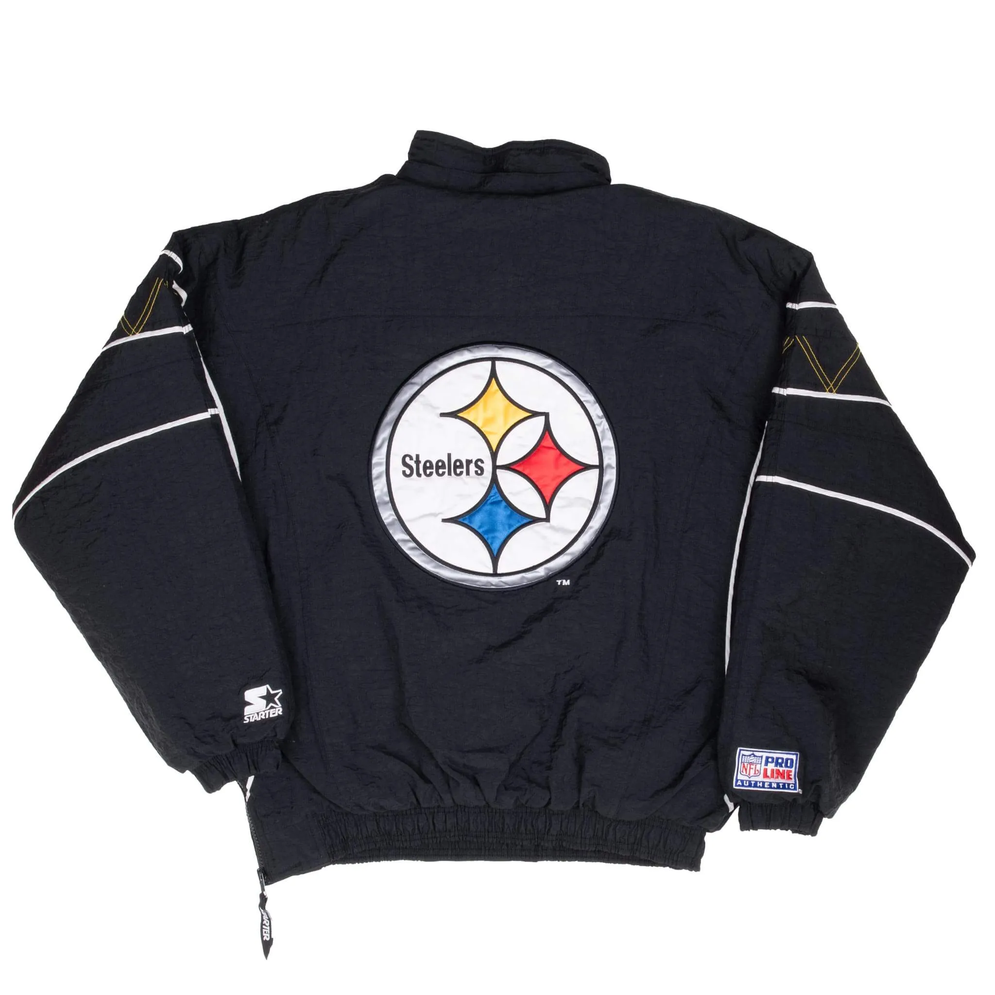 VINTAGE NFL PITTSBURGH STEELERS HEAVY PULLOVER STARTER JACKET 1990S MEDIUM