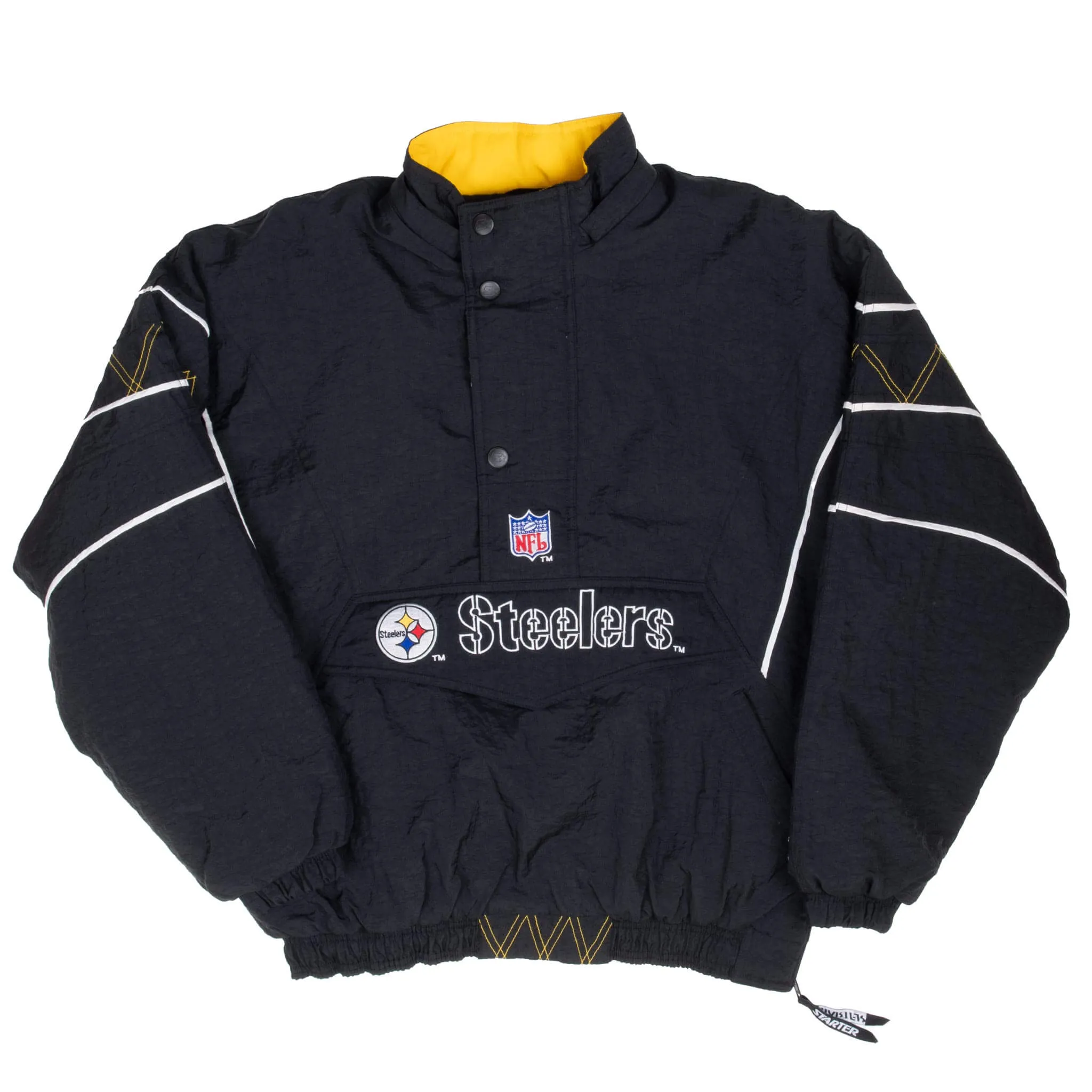 VINTAGE NFL PITTSBURGH STEELERS HEAVY PULLOVER STARTER JACKET 1990S MEDIUM