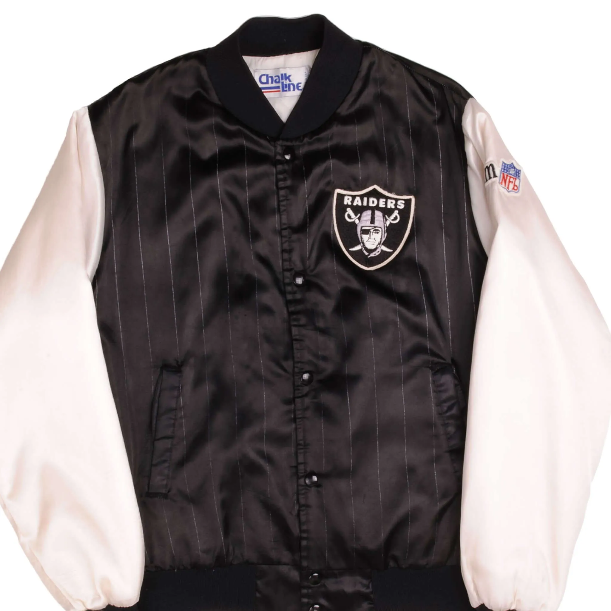 VINTAGE NFL RAIDERS JACKET 1990S SIZE MEDIUM MADE IN USA CHALKLINE