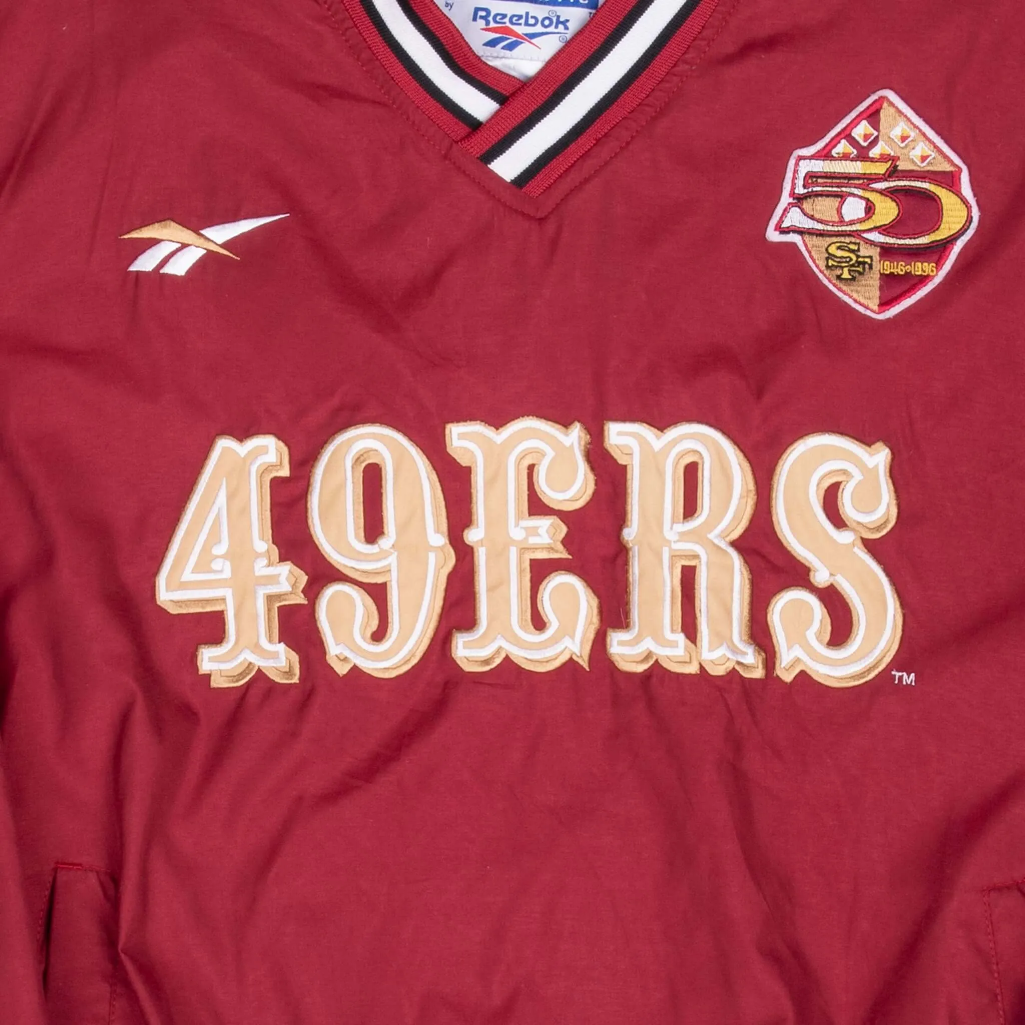 VINTAGE NFL SAN FRANCISCO 49ERS 1996 REEBOK PULLOVER JACKET MEDIUM