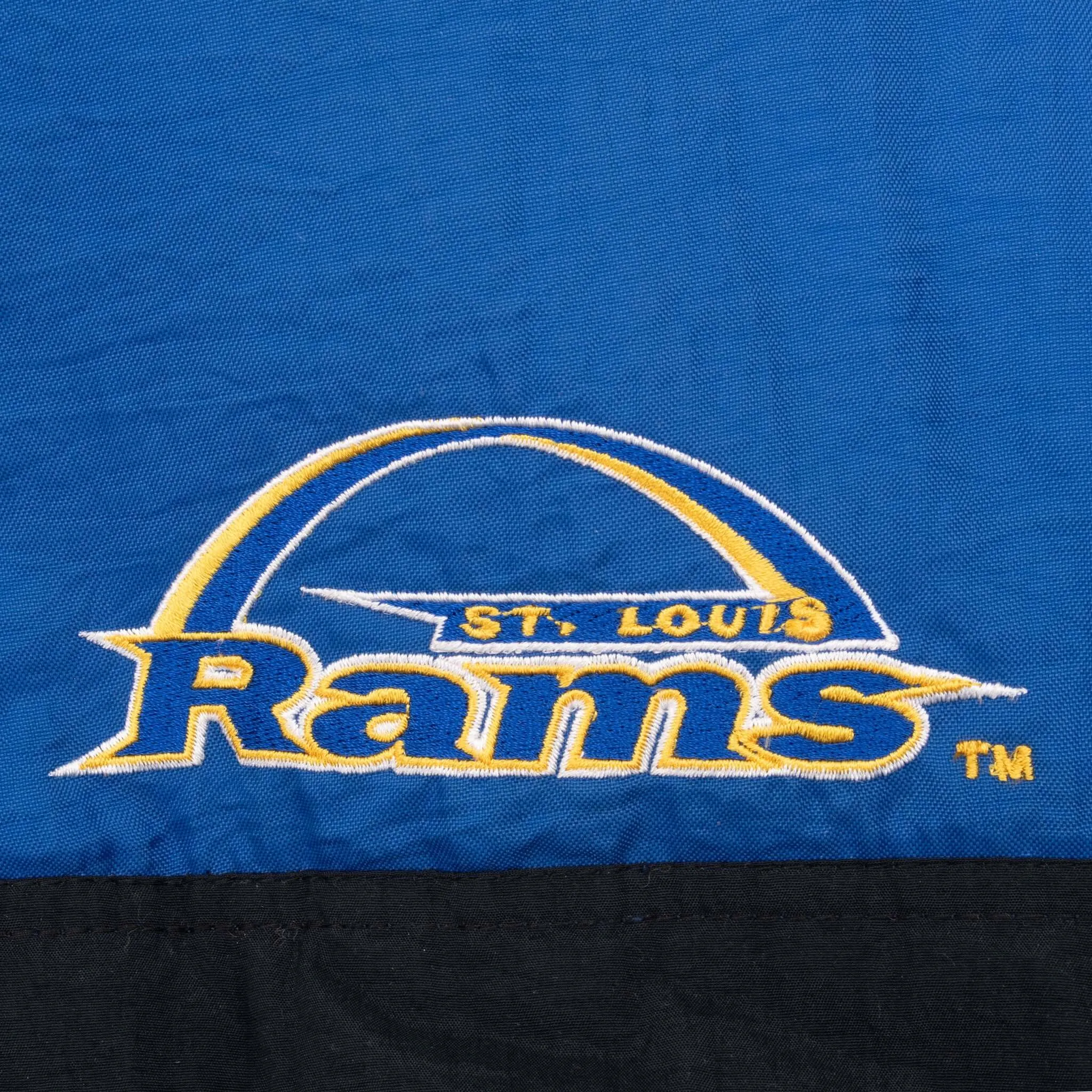 VINTAGE NFL ST LOUIS RAMS HEAVY WINDBREAKER PRO PLAYER JACKET 1990S LARGE