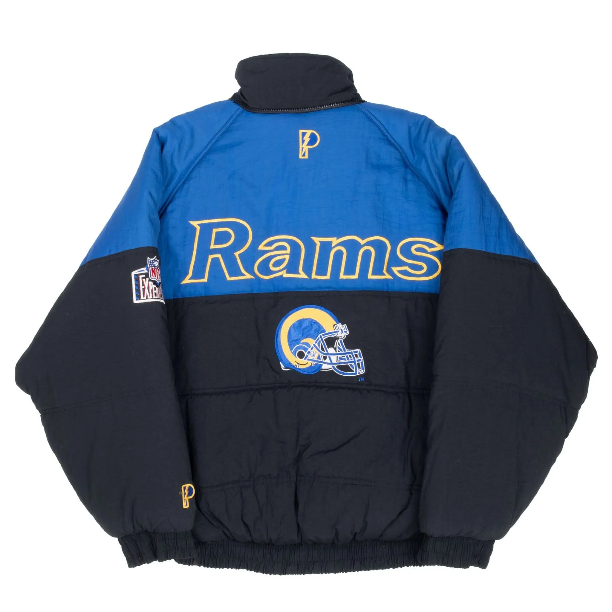 VINTAGE NFL ST LOUIS RAMS HEAVY WINDBREAKER PRO PLAYER JACKET 1990S LARGE