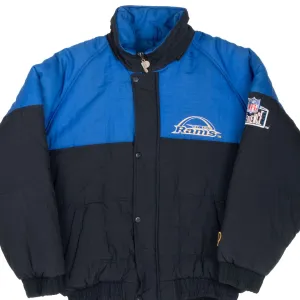 VINTAGE NFL ST LOUIS RAMS HEAVY WINDBREAKER PRO PLAYER JACKET 1990S LARGE