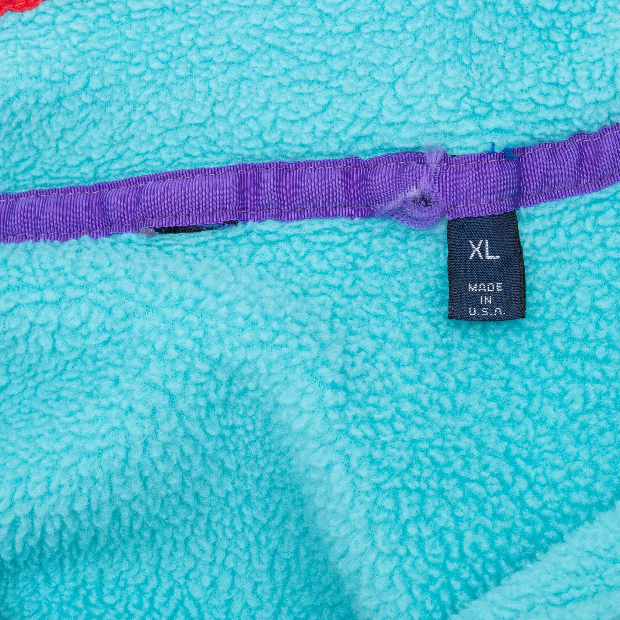 VINTAGE PATAGONIA TURQUOISE SNAP T FLEECE PULLOVER JACKET 1990S XL MADE USA
