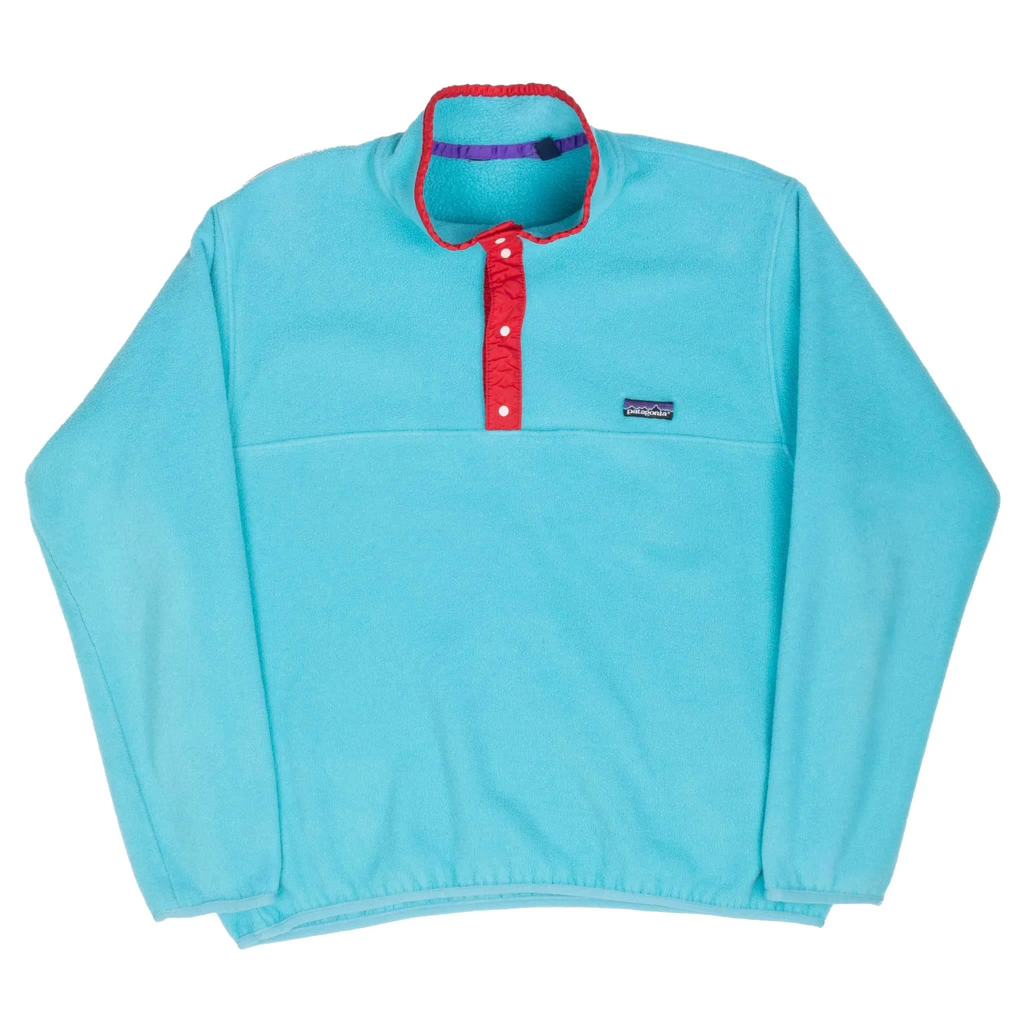 VINTAGE PATAGONIA TURQUOISE SNAP T FLEECE PULLOVER JACKET 1990S XL MADE USA