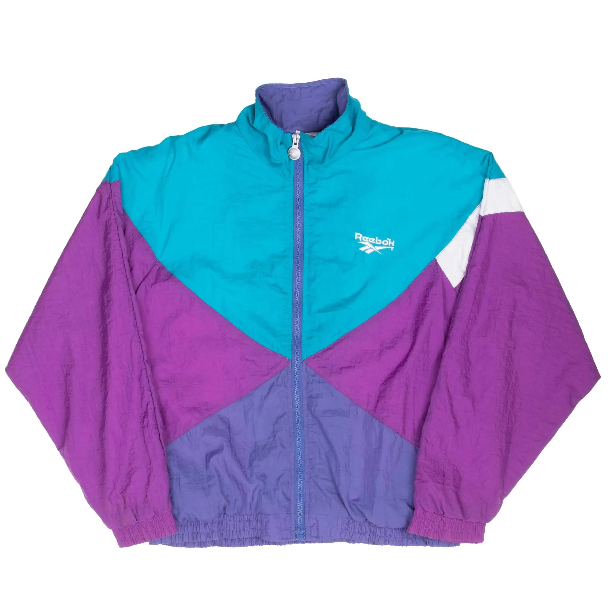 VINTAGE REEBOK NEON WINDBREAKER JACKET 1990S MEDIUM