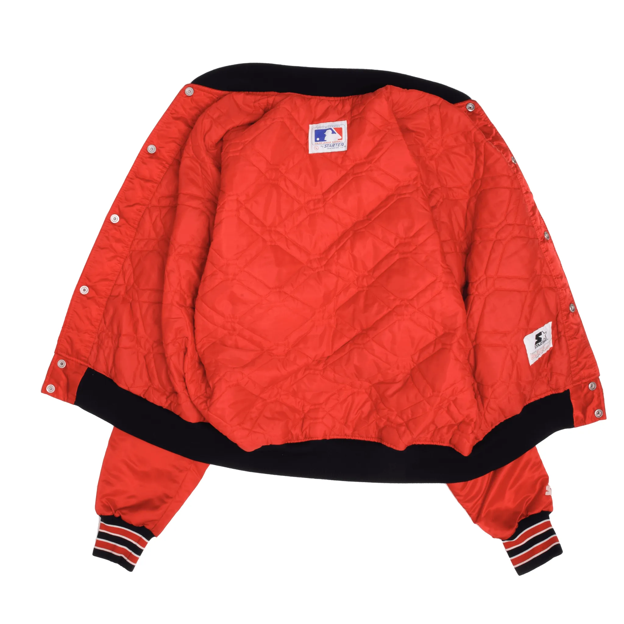 VINTAGE STARTER MLB ST LOUIS CARDINALS SATEEN JACKET 1990S LARGE MADE USA