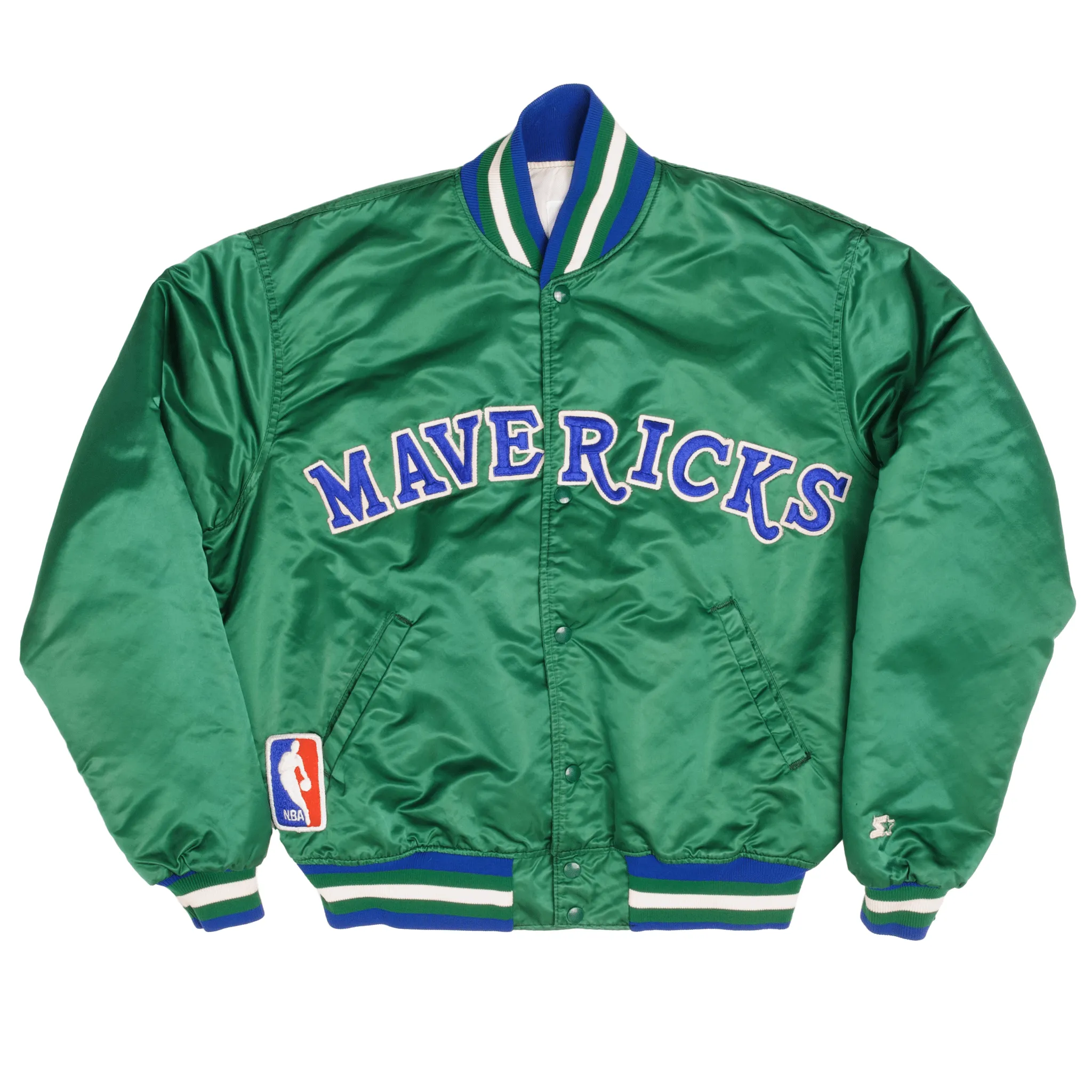VINTAGE STARTER NBA DALLAS MAVERICKS SATEEN JACKET 1990S XL MADE USA