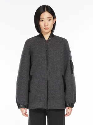Wool bomber jacket with gray jersey details